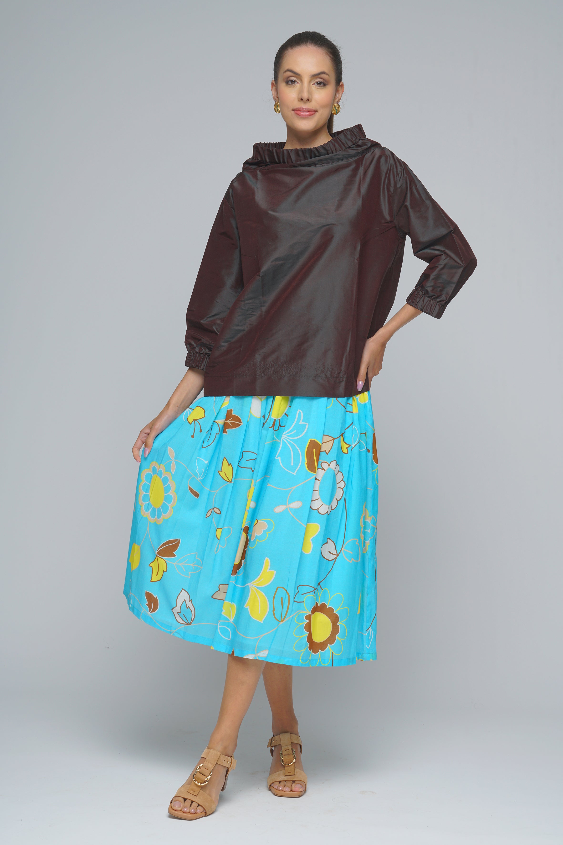 TOP MARINELLA ELASTICO MARRONE
