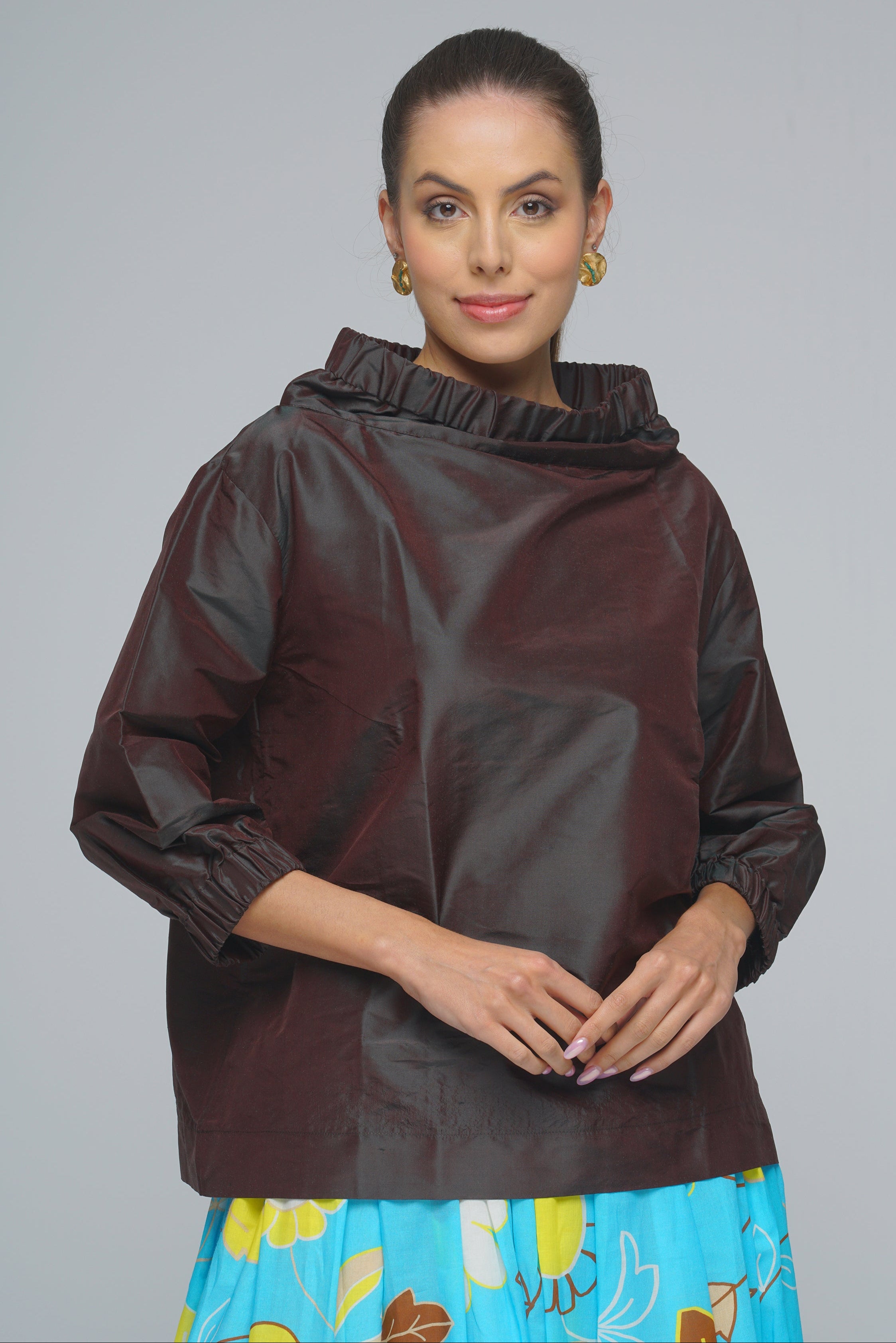 TOP MARINELLA ELASTICO MARRONE
