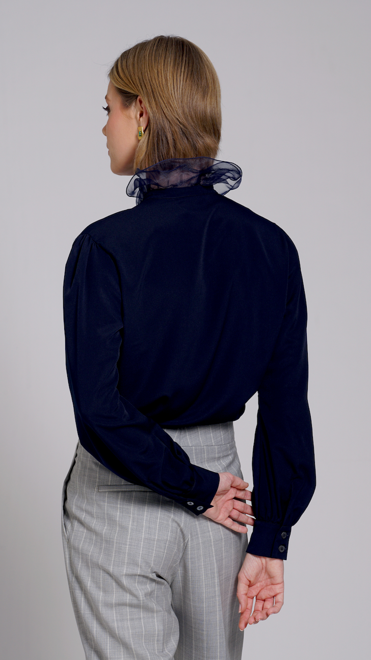 CAMICIA ROUCHES BLU VIVETTA