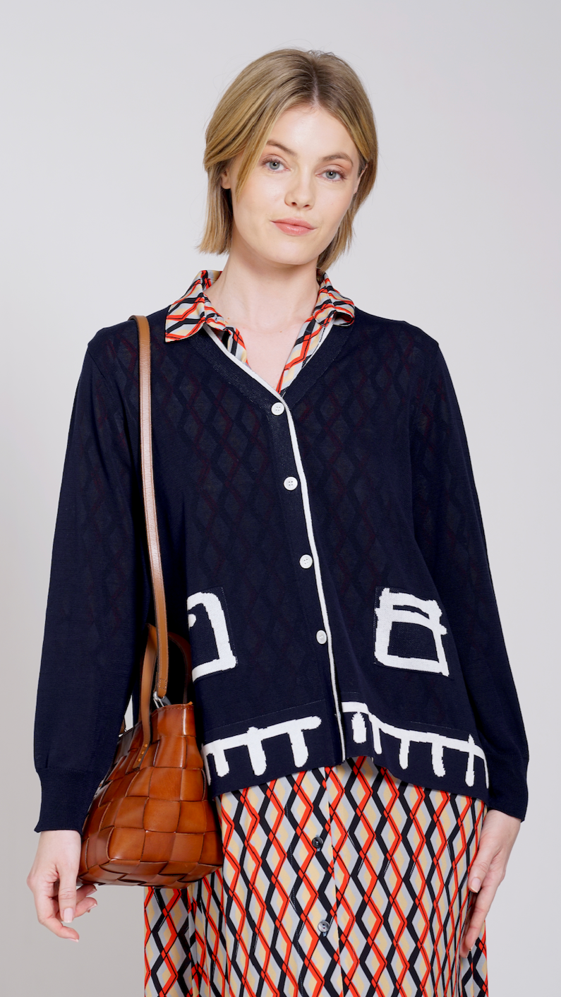 CARDIGAN OKRA BLU YOSHI KONDO