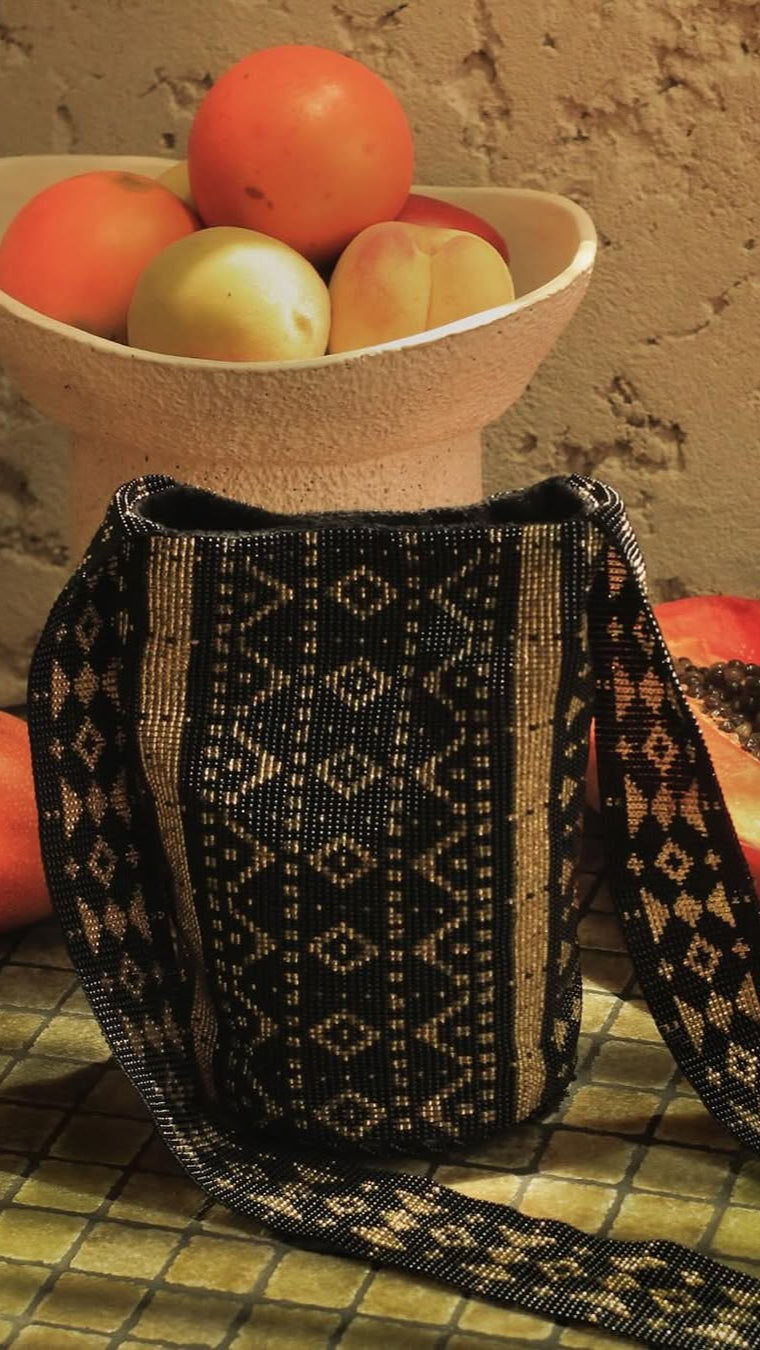 BORSA MOSTACILLA NERO E ORO