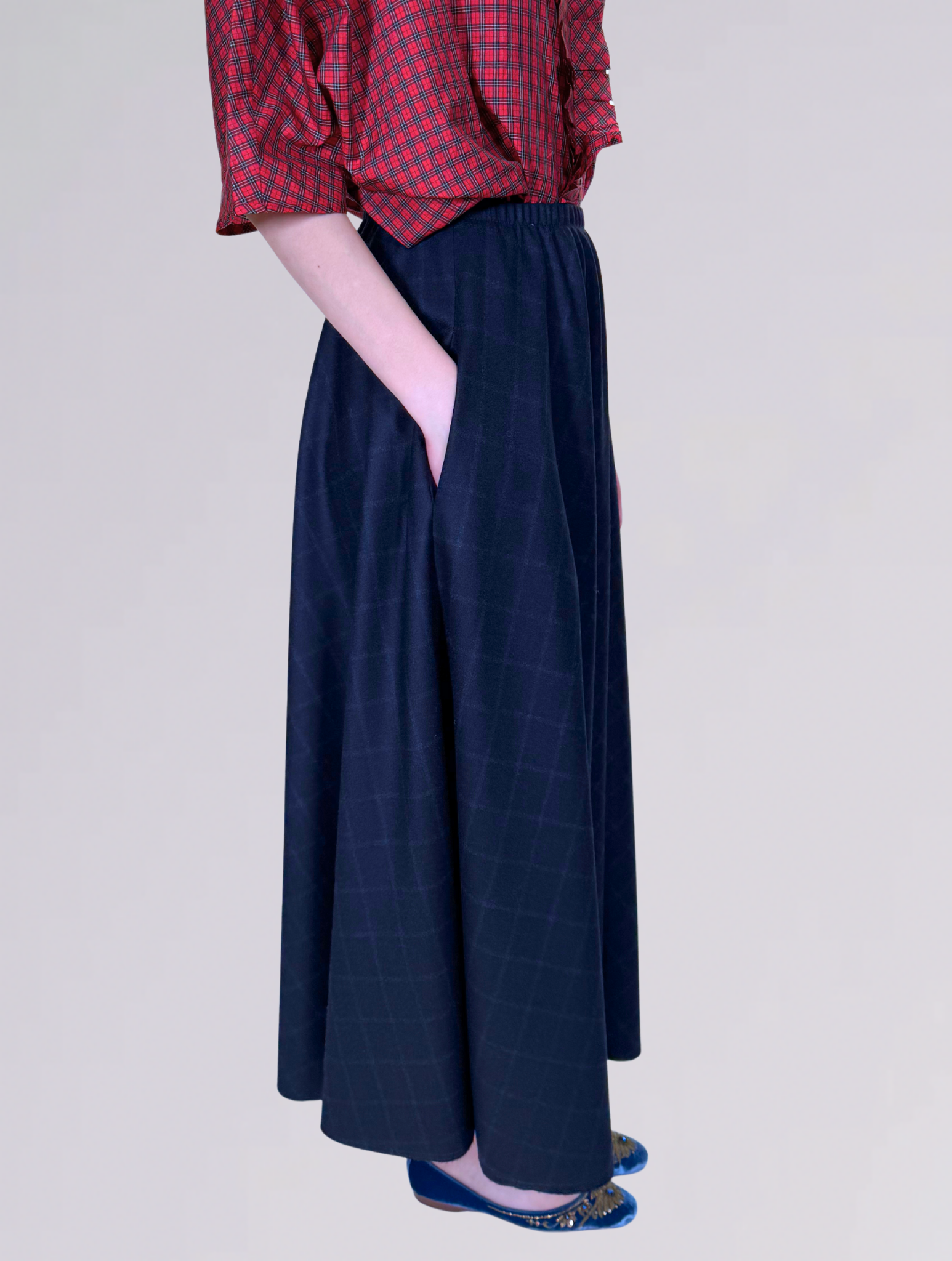 Gonna ampia G900QUADRI BLU BARBARA TANI