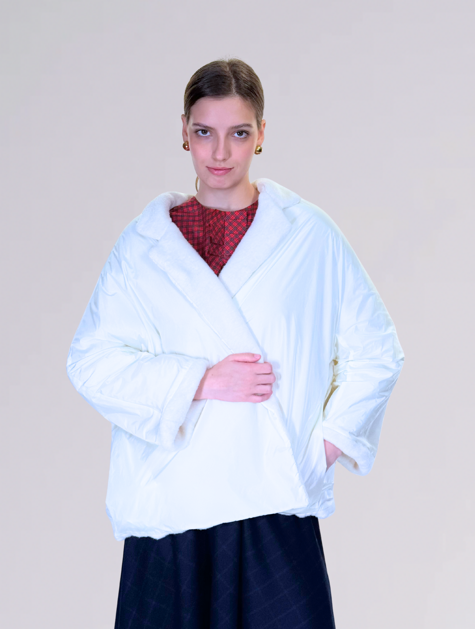 Giacca oversize GI55AQLANA BIANCO Daniela gregis