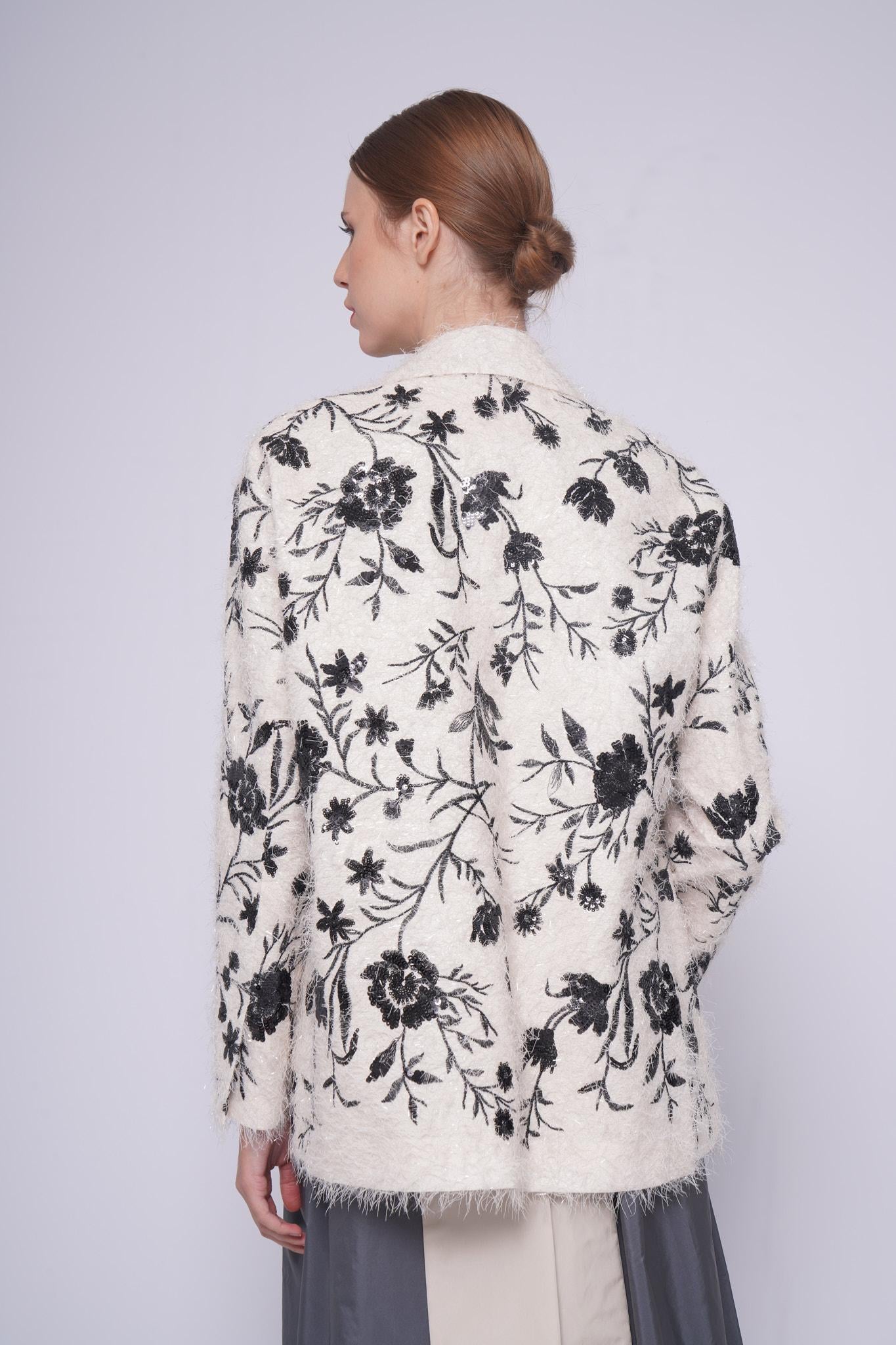 Giacca blazer oversize BG316FIORI BIANCO Co.Go