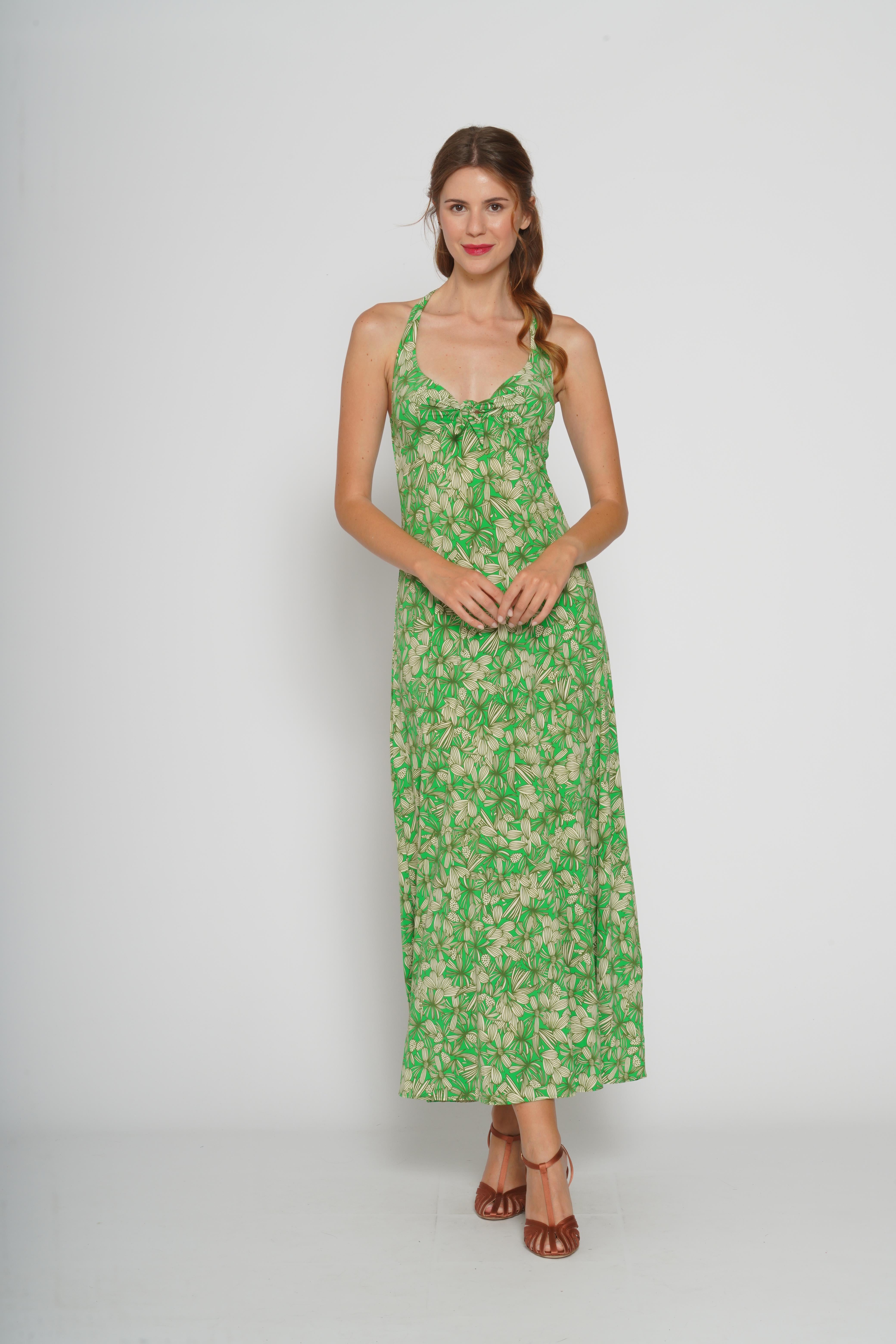 Abito verde a fiori 