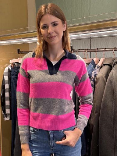 Polo a righe B079RIGHE GRIGIO ROSA Brodie