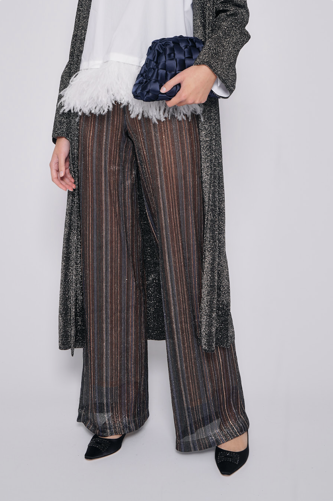 Pantalone in lurex PLEATS BAMBOLA 33RIGHE MULTI siyu