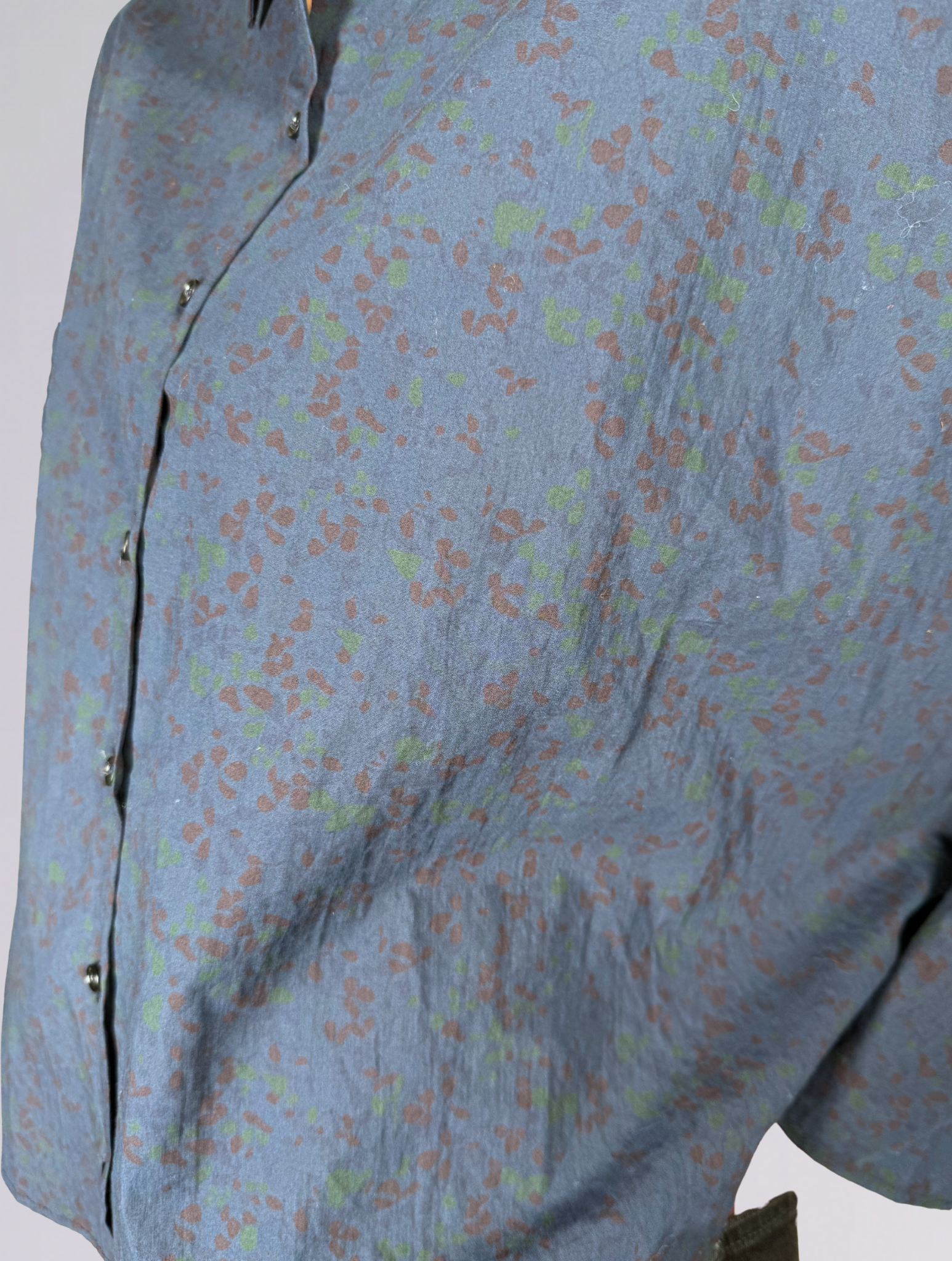 Camicia in cotone P1623FIORI BLU Apuntob