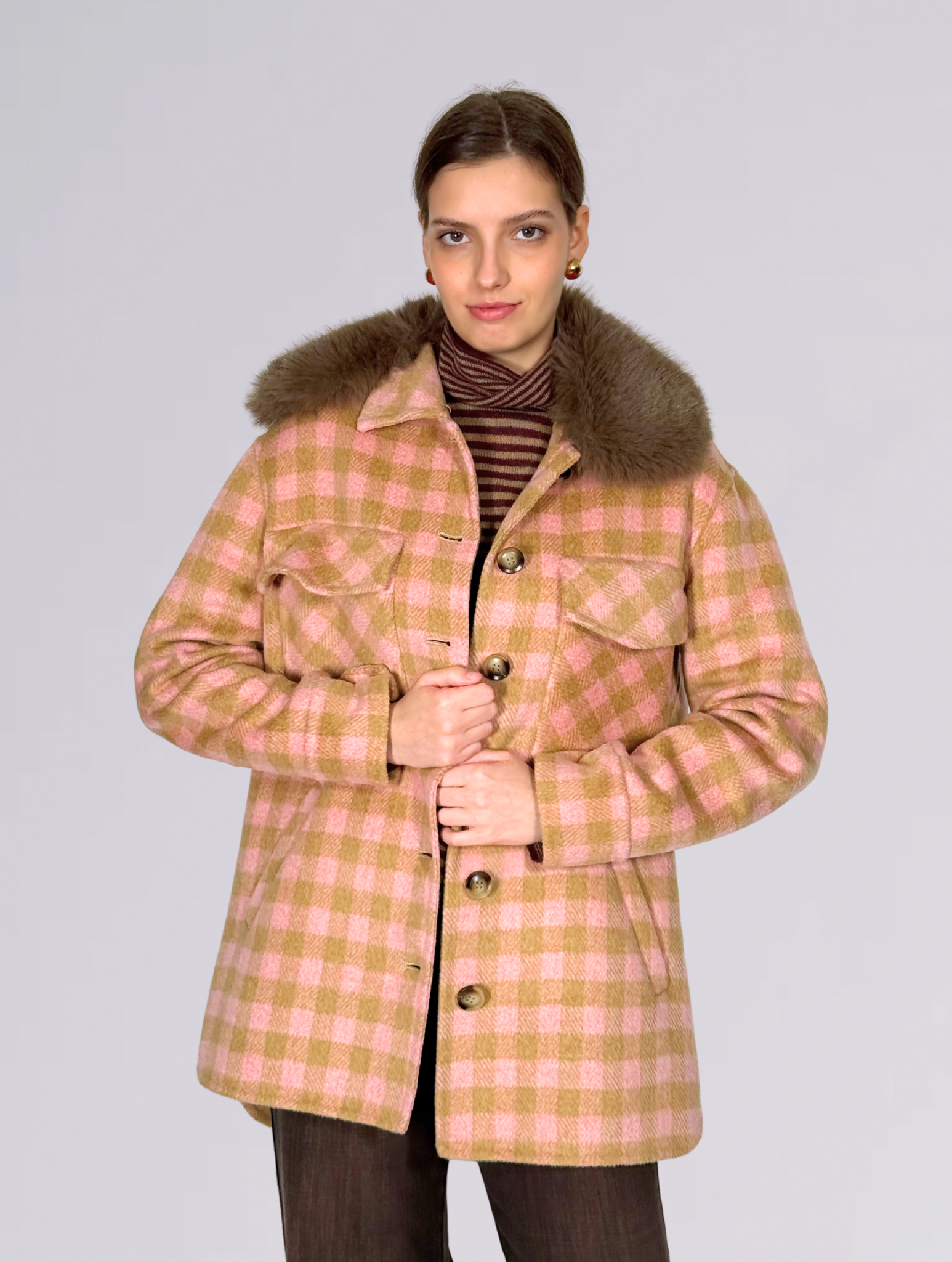 Giacca a quadri 26 PRAGUEQUADRI MARRON ROSA Ava Adore