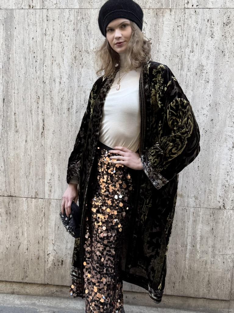 Spolverino in velluto 516455VELLUTO NERO BIANCO Pierre-Louis Mascia