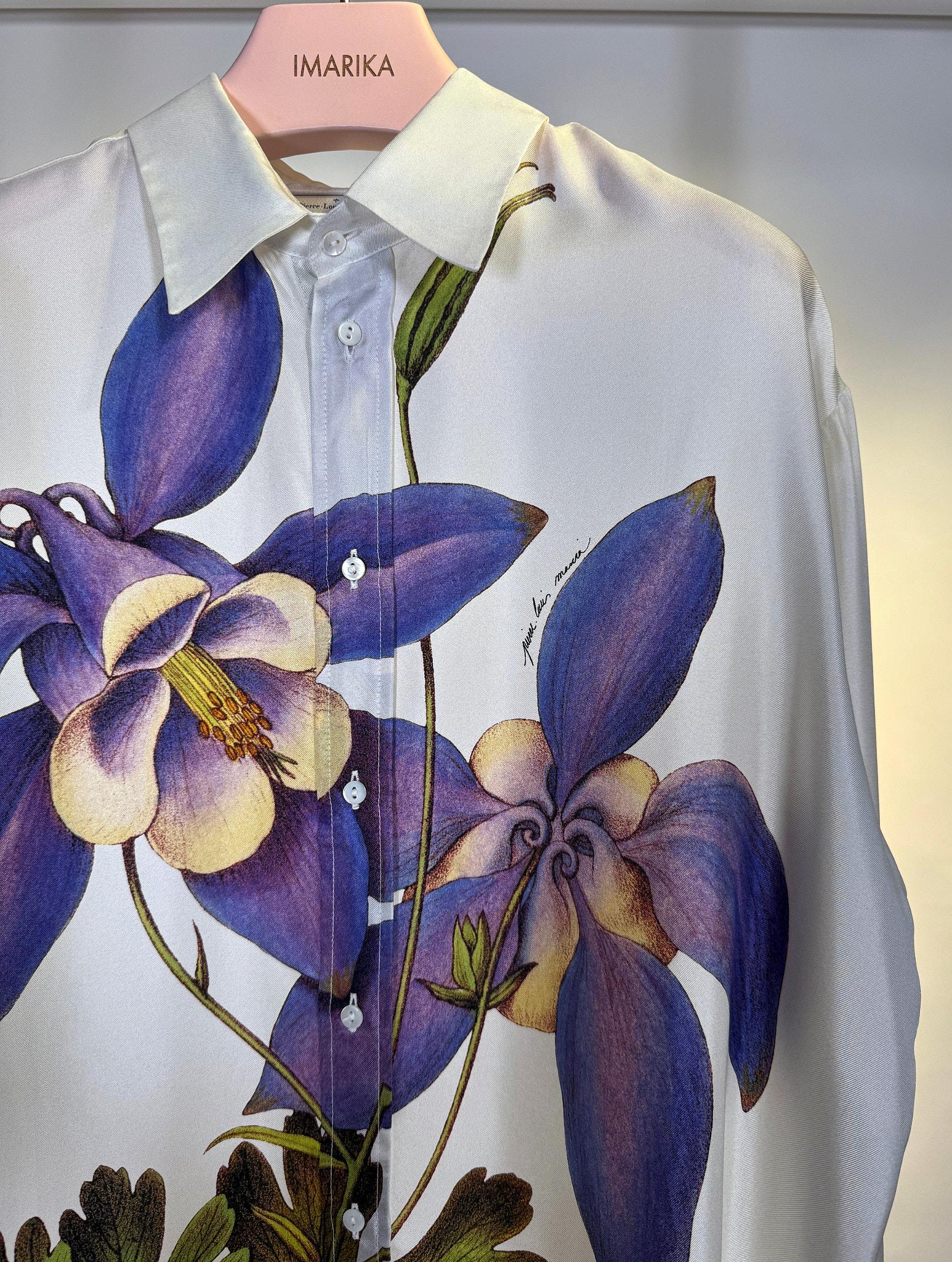 Camicia in seta con fiori 516351FIORI SETA BIANCO Pierre-Louis Mascia