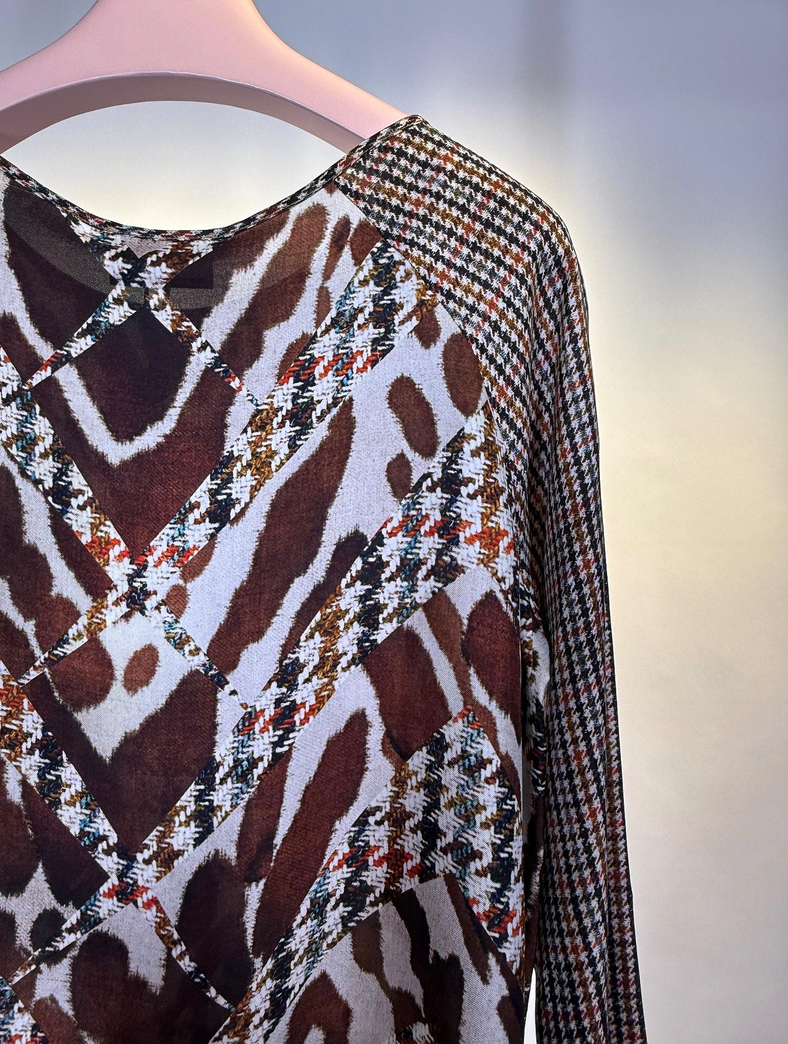 Top seta 516215PIED DE POULE MARRONE Pierre-Louis Mascia