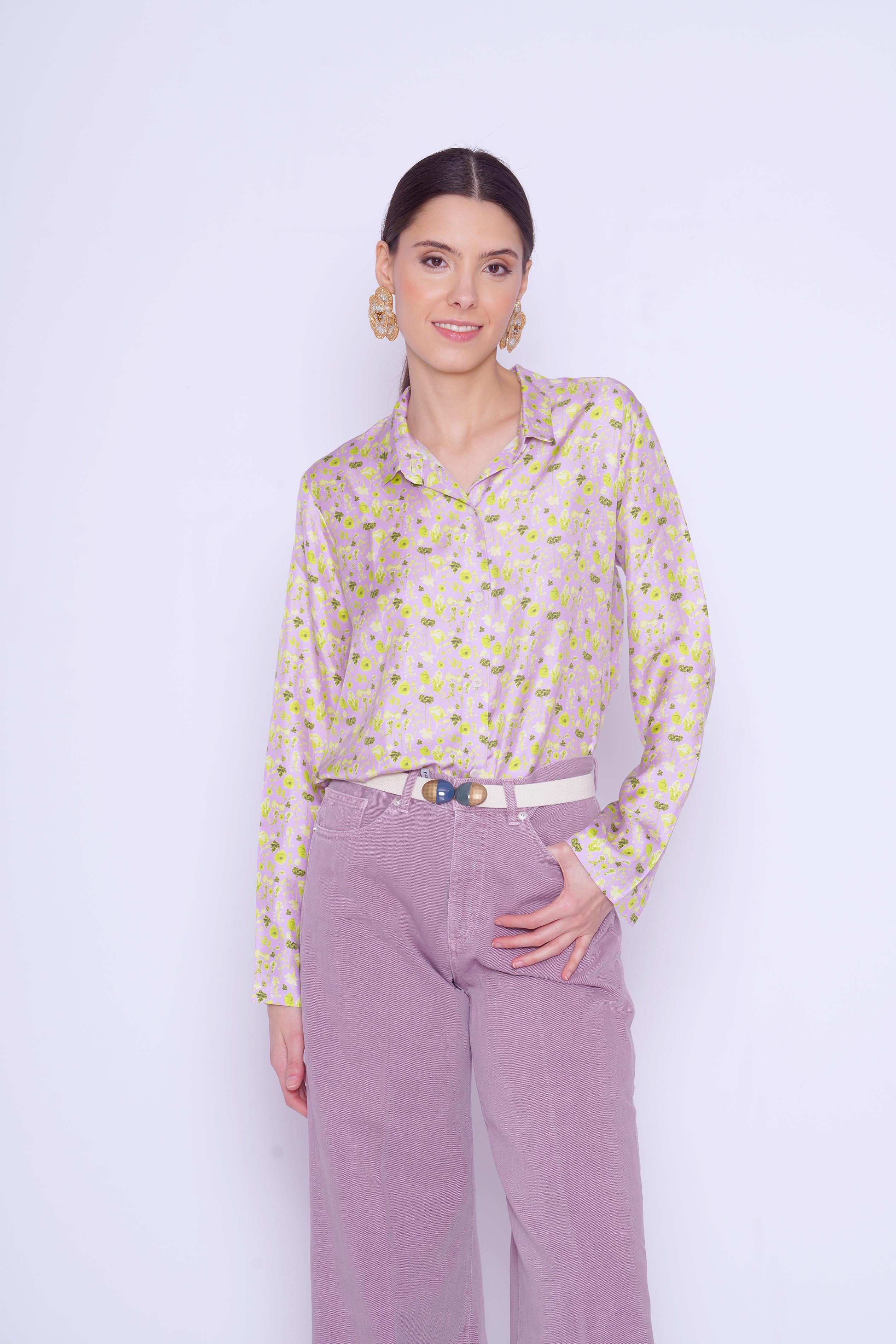 CAMICIA DI SETA CON FIORI 