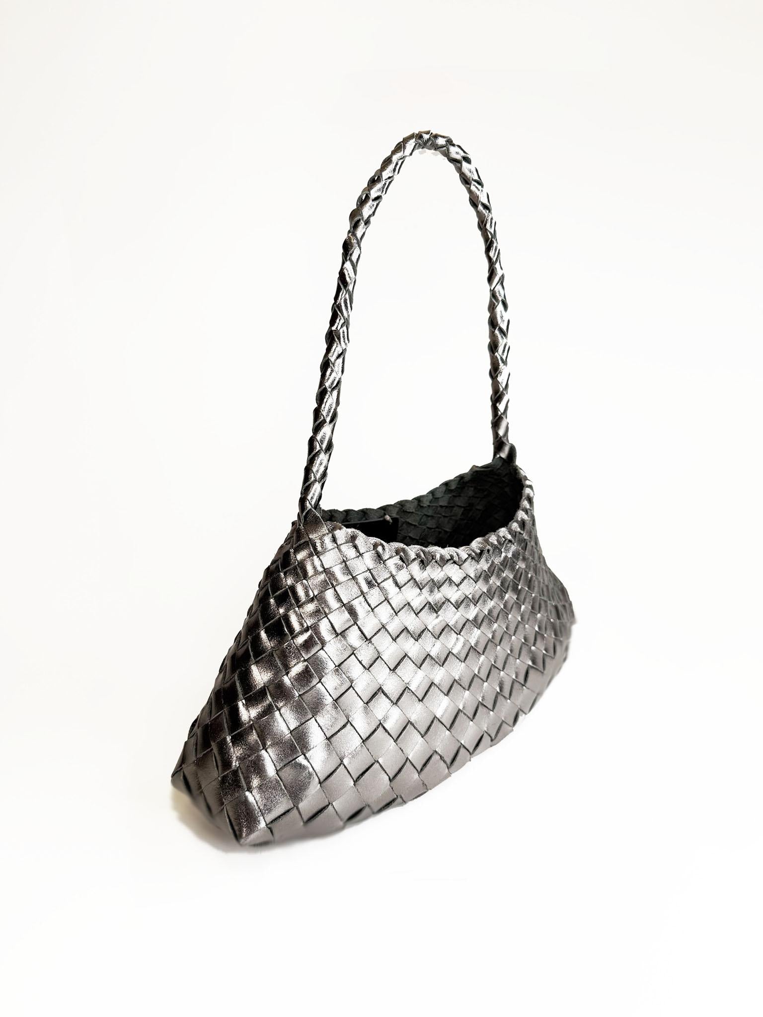 Cestino in pelle intrecciata 58943GRIGIO Dragon