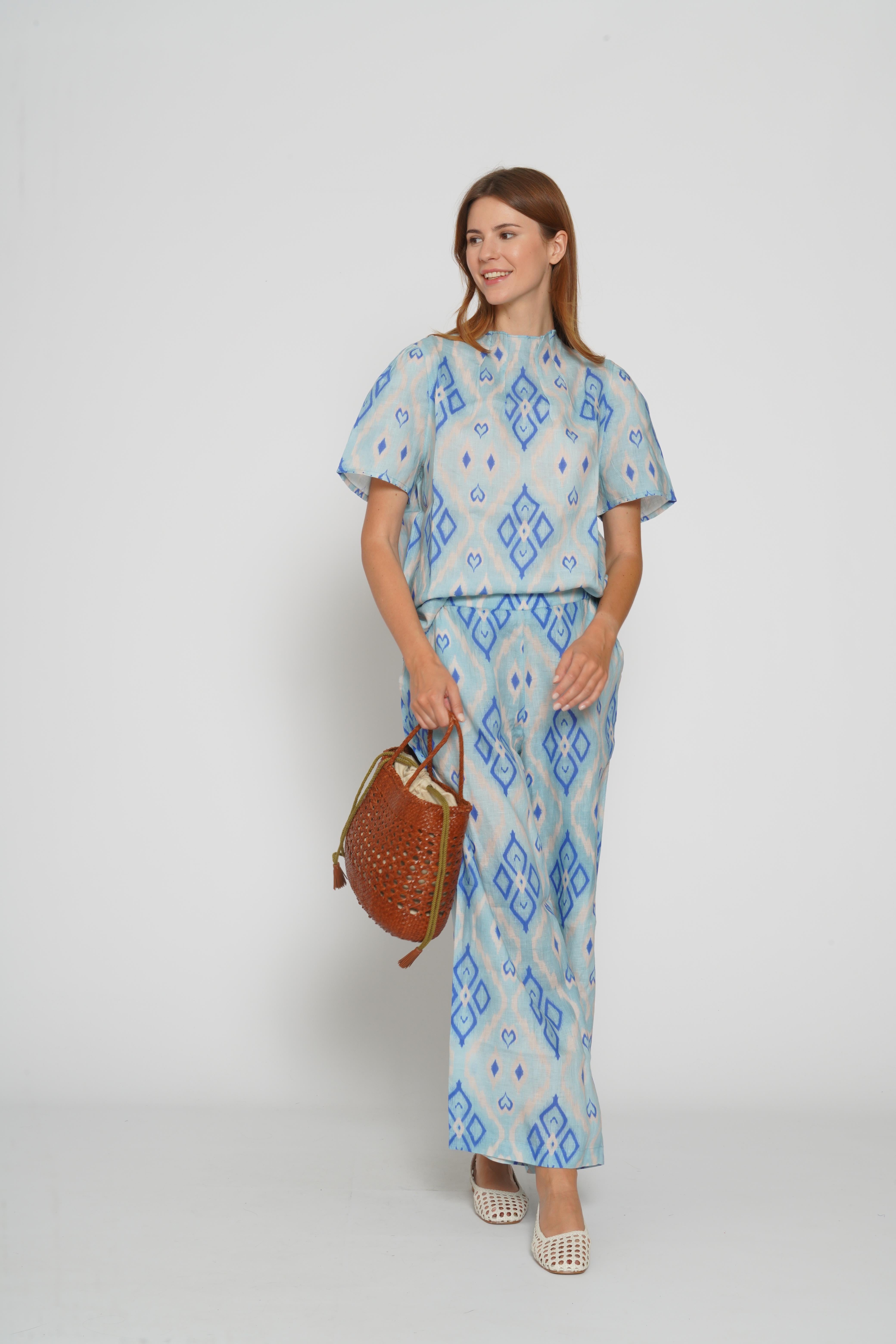 Blusa ikat azzurro 
