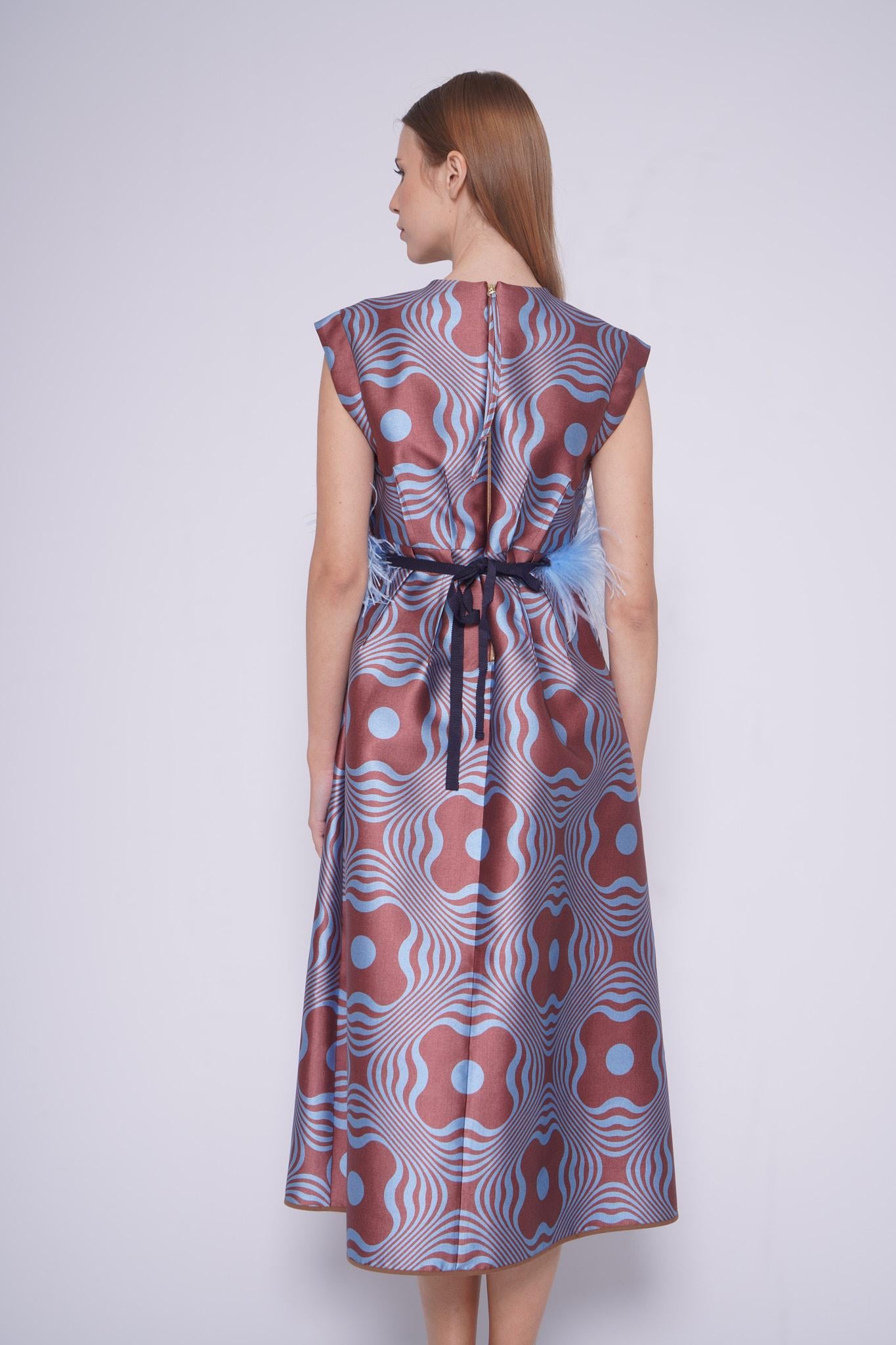 Abito lungo fantasia 32252AZZURRO ODEEH