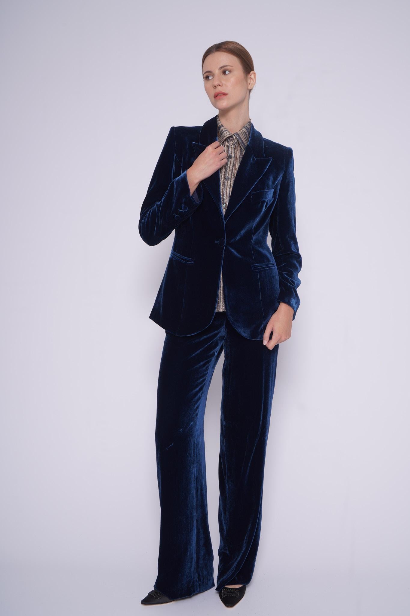 Blazer velluto JK 1904-VVELLUTO BLU Sartoria 74