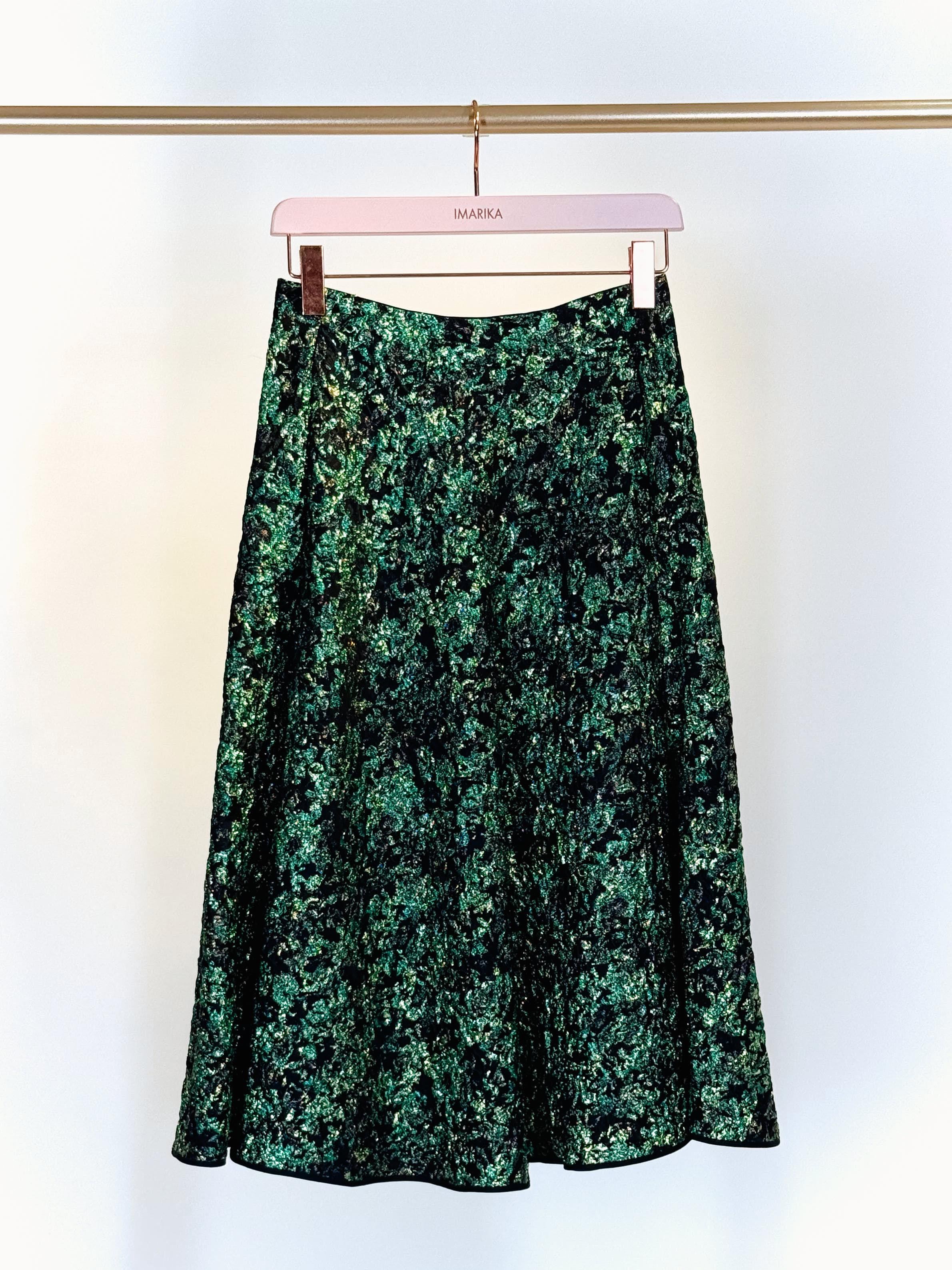 Gonna ampia lurex 52042PEACOCK VERDE ODEEH