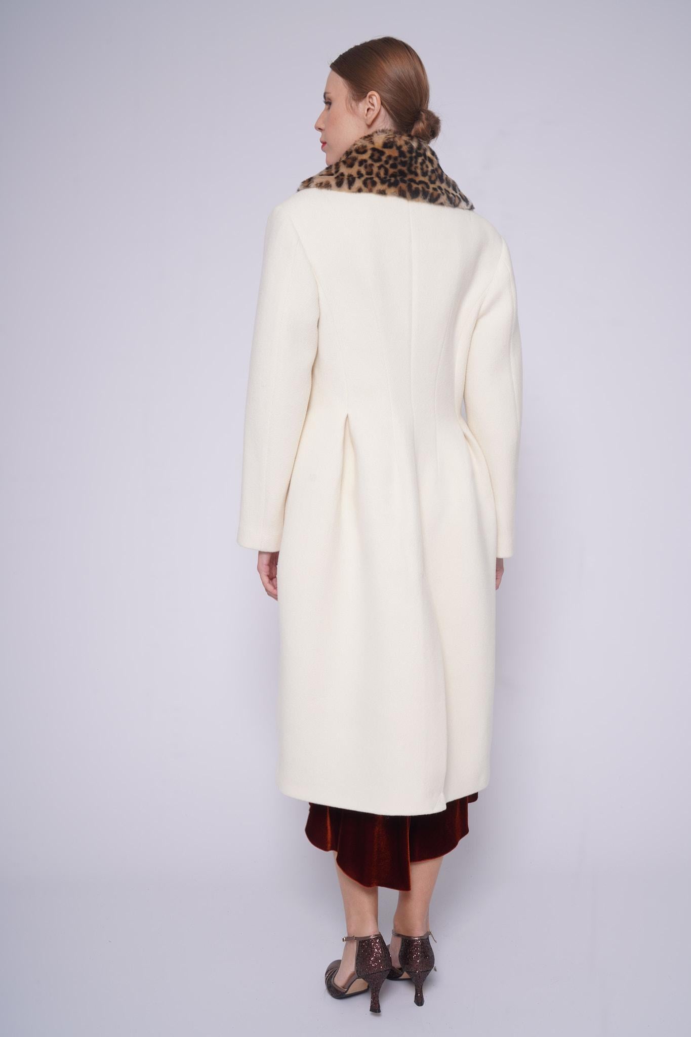 Cappotto collo in pelliccia CA0V27COLLO LEO BIANCO VIVETTA