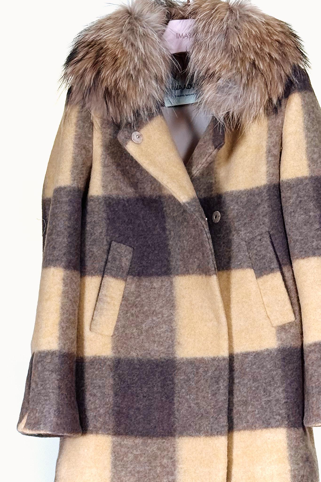 Giacca con collo di pelo 23 MARRAKECHQUADRI MARRONE BEIGE Ava Adore