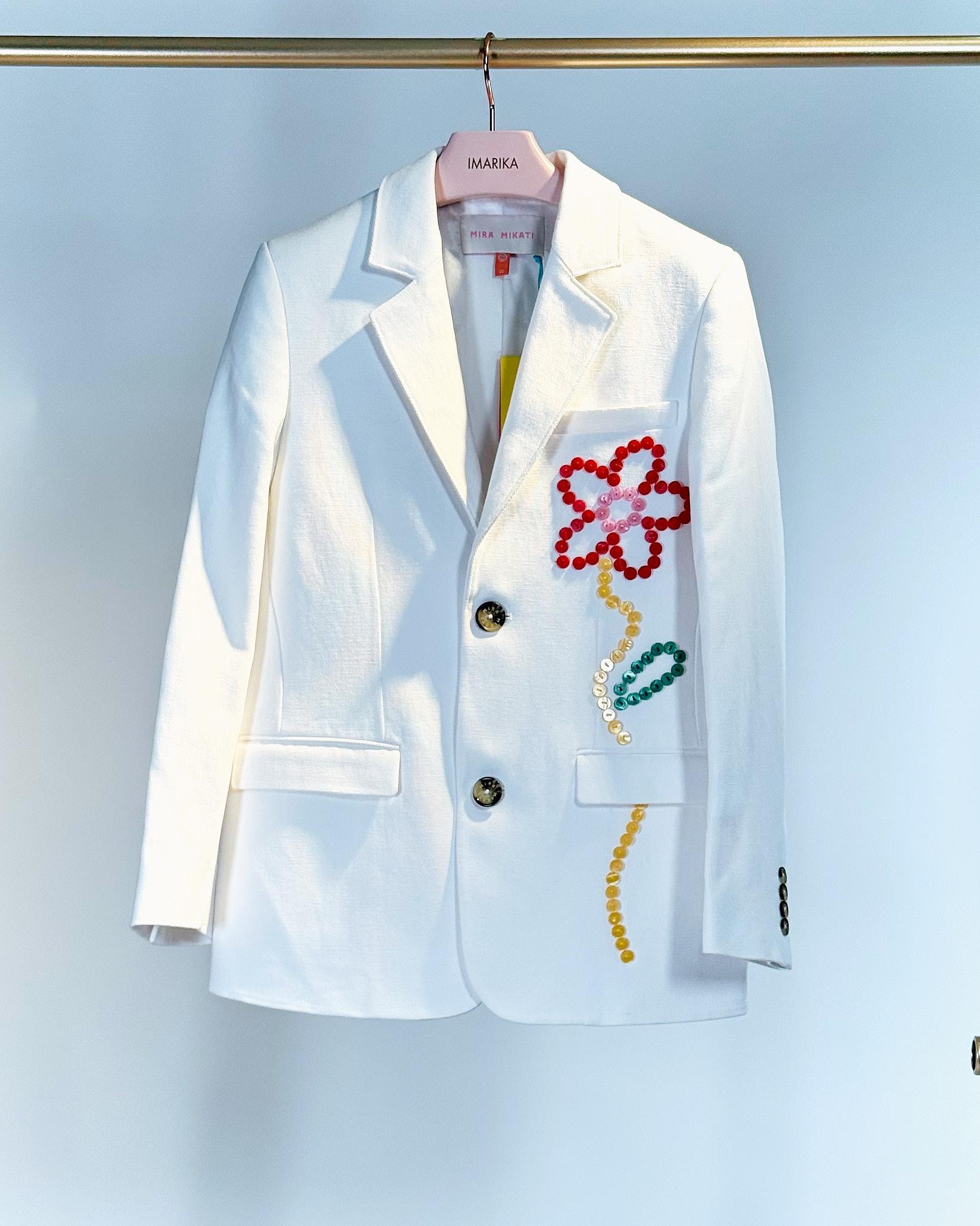 Blazer con ricami JAC017BFIORE BIANCO MIRA MIKATI