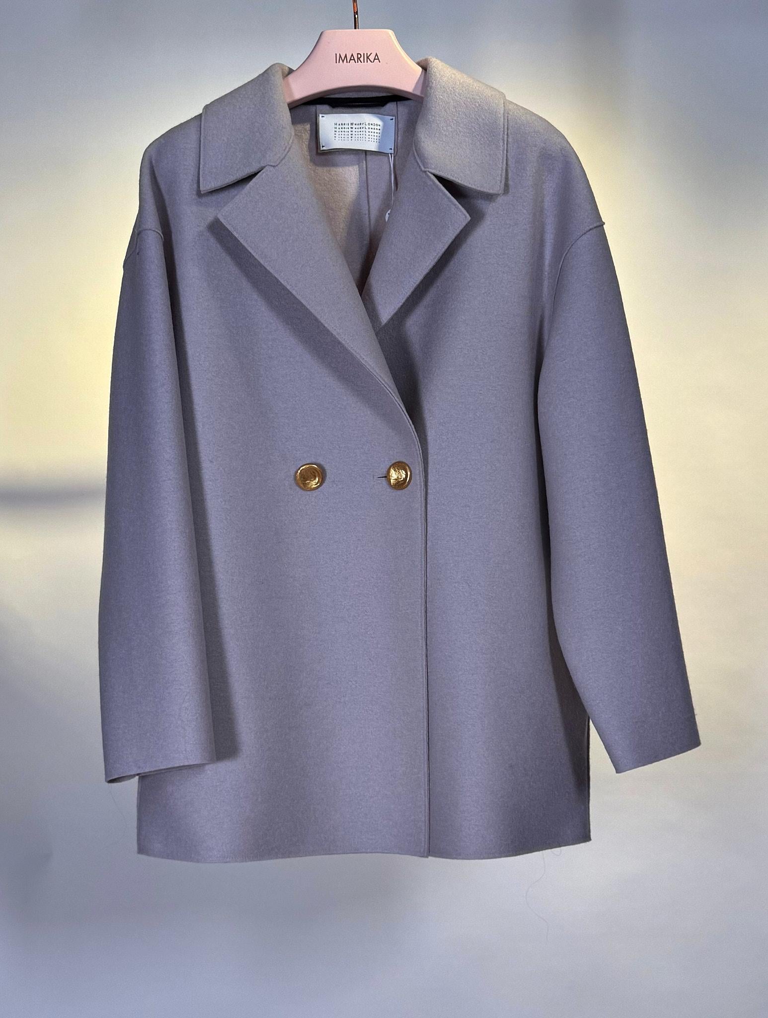 Peacoat doppiopetto grigio perla AG2487BEIGE Harris Wharf London
