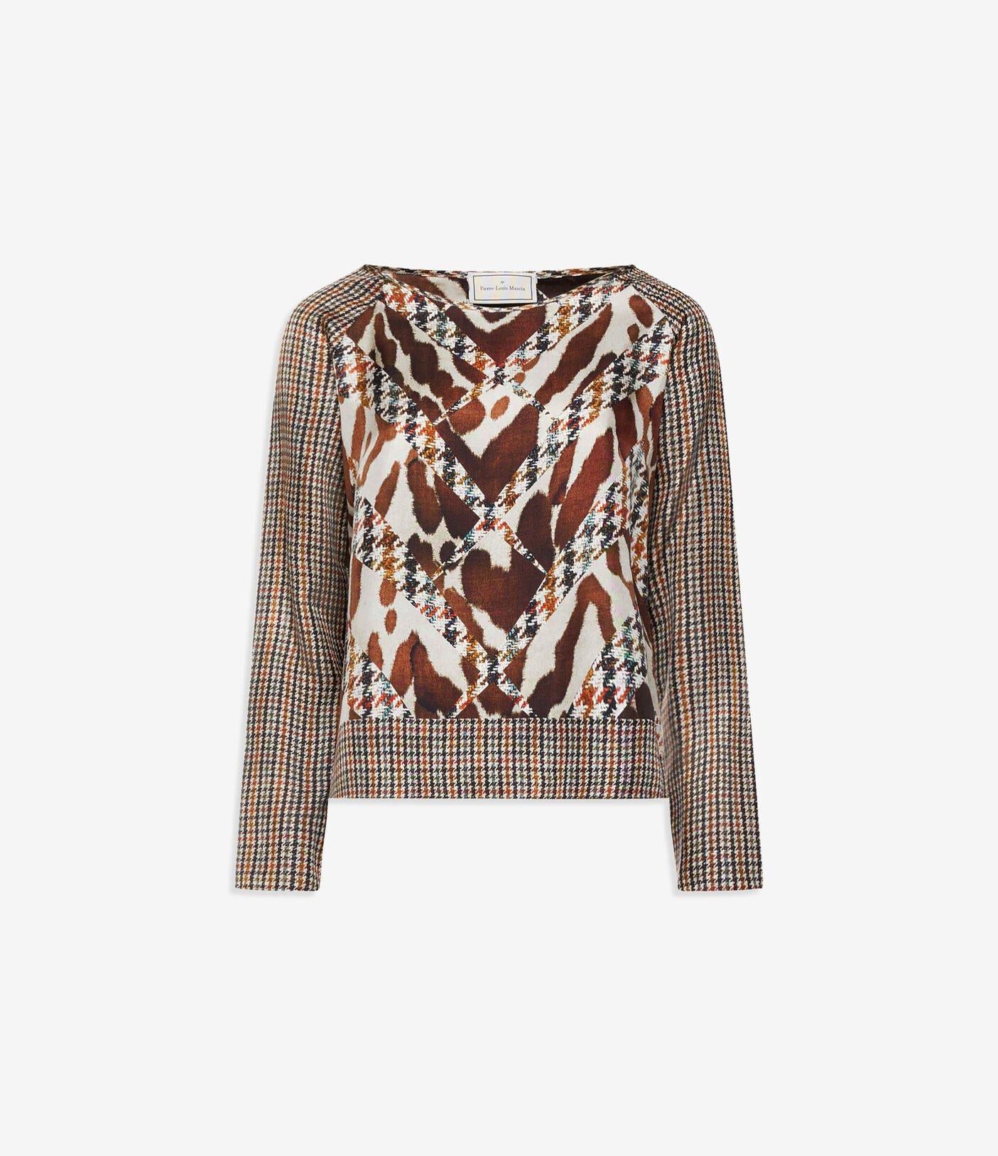 Top seta 516215PIED DE POULE MARRONE Pierre-Louis Mascia