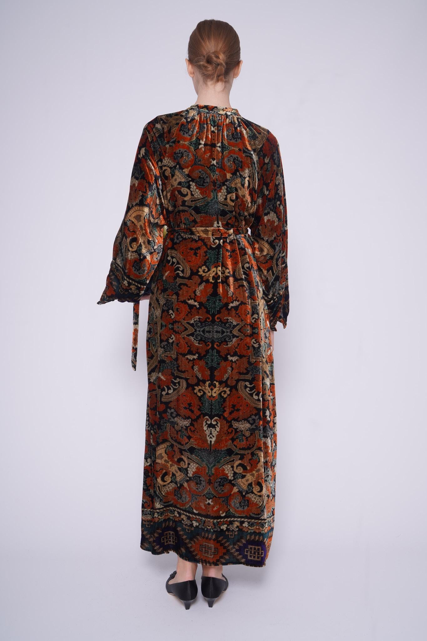 Abito in velluto 516453VELLUTO ARANCIO MULTI Pierre-Louis Mascia