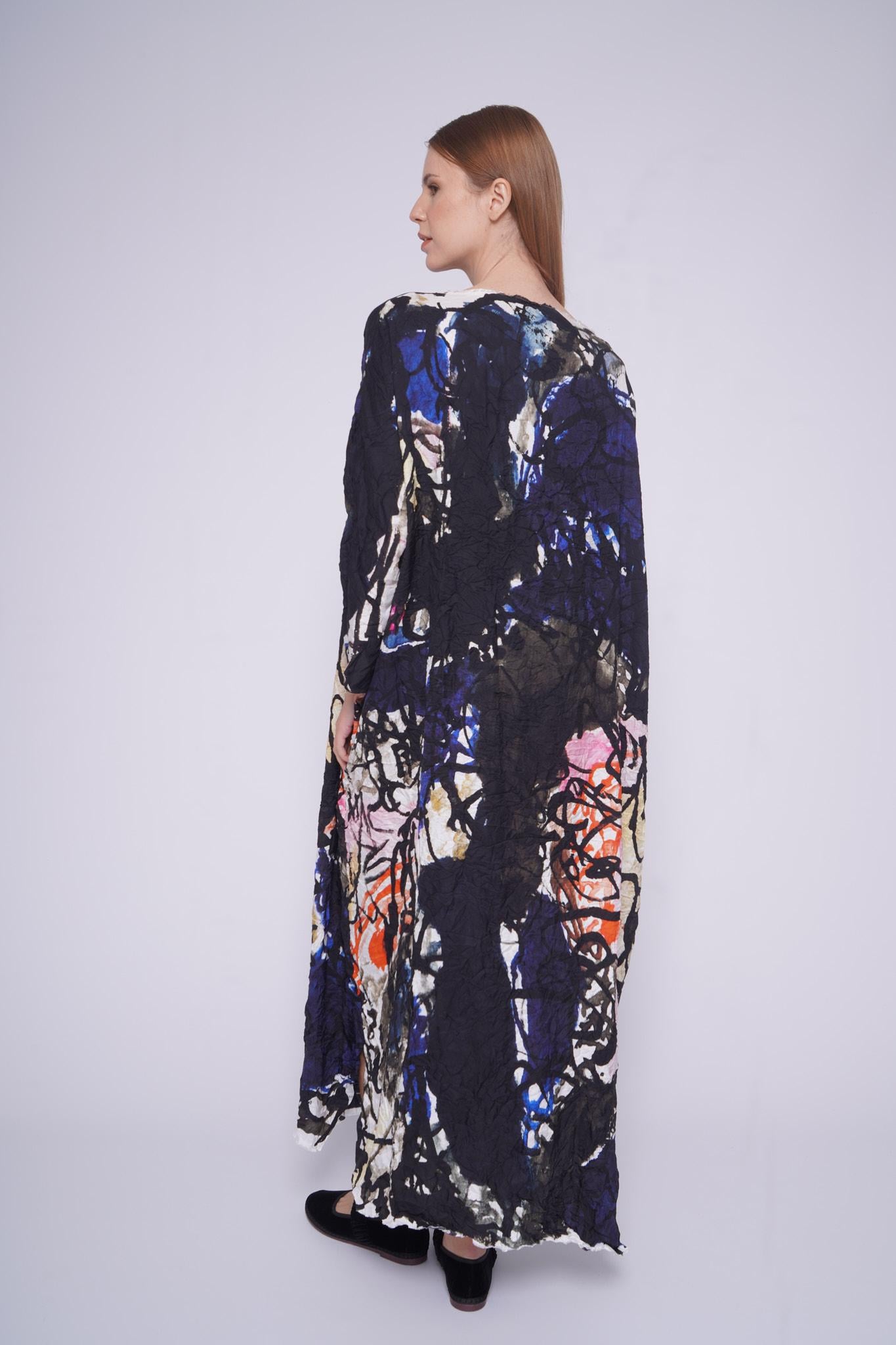 Abito seta fantasia A49664SETA NERO Daniela gregis