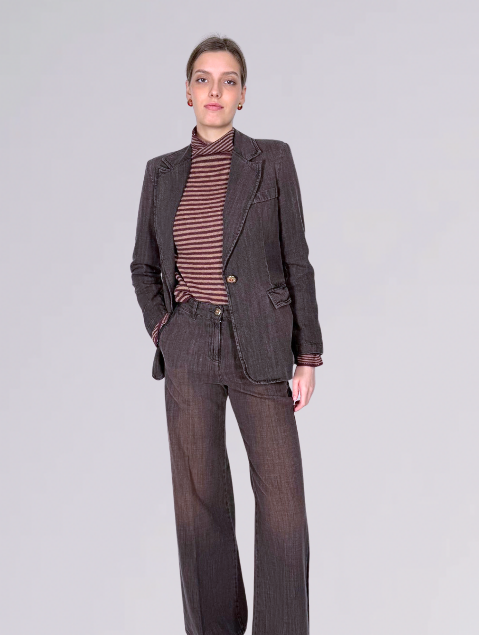 Jeans palazzo FLAIRE SMOKINGMARRONE shaft