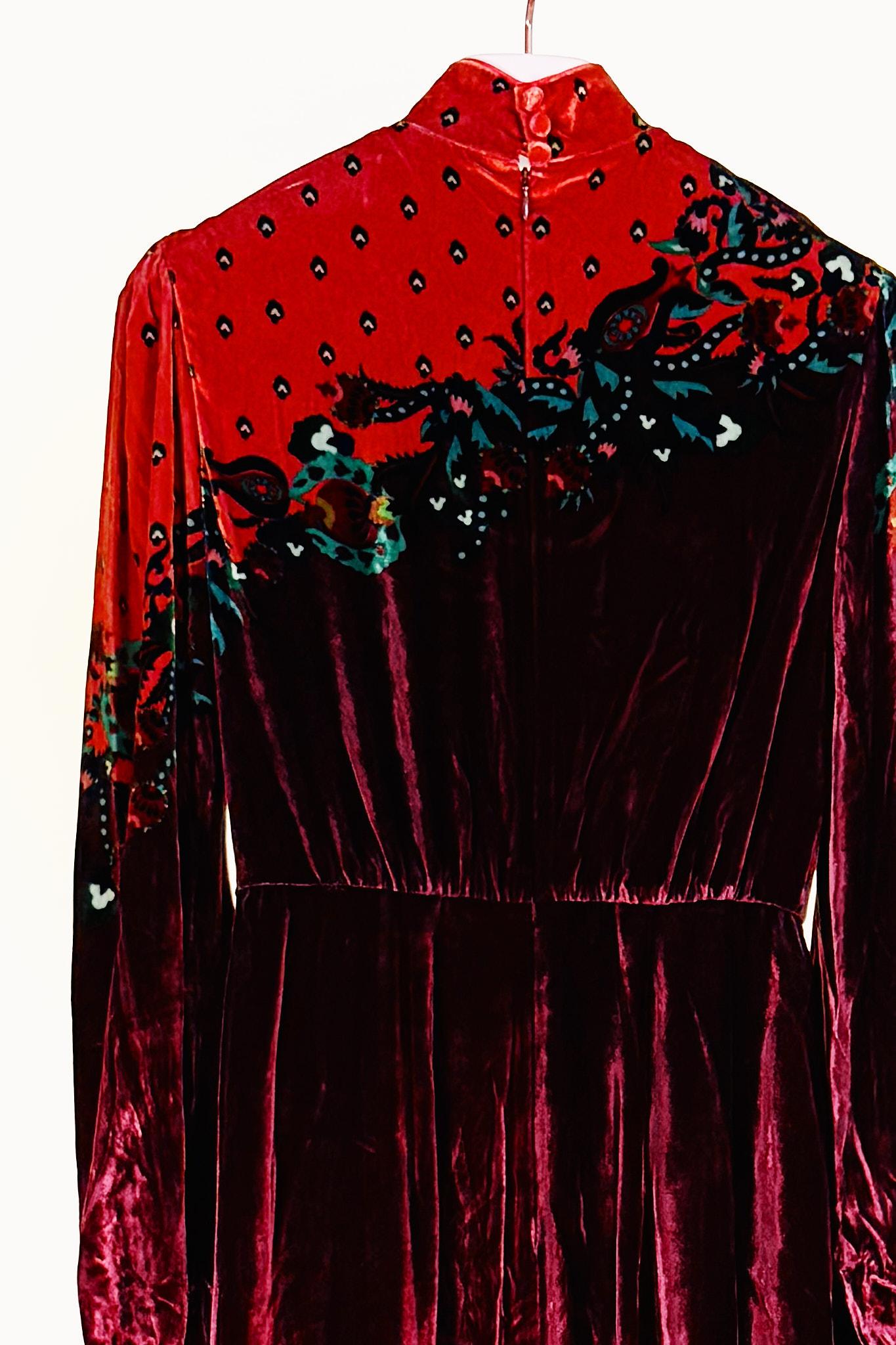 Abito in velluto DOMINO 10298VVELLUTO BORDEAUX saloni