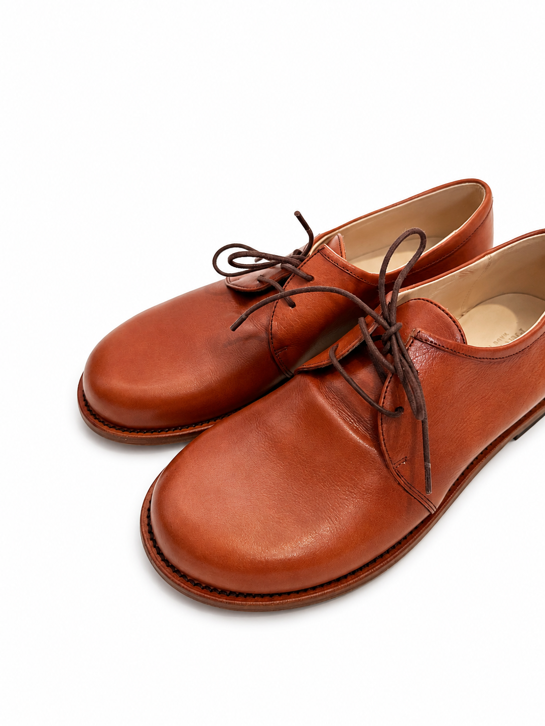 Mocassino stringato in pelle mattone 