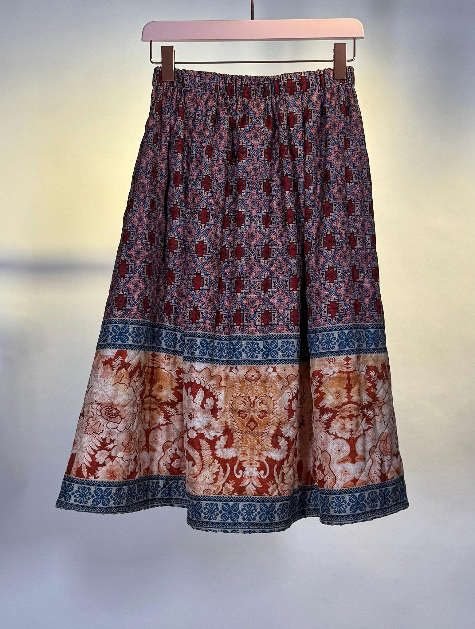 Gonna midi con stampa geometrica 516689IMBOTTITA BURGUNDY Pierre-Louis Mascia