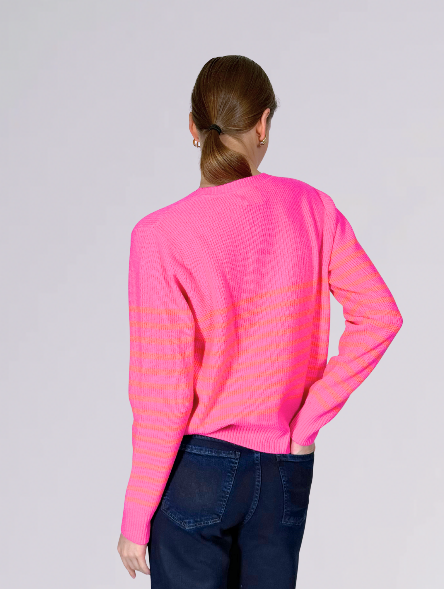 Maglia girocollo B112RIGHE FUCSIA ARANCIO Brodie