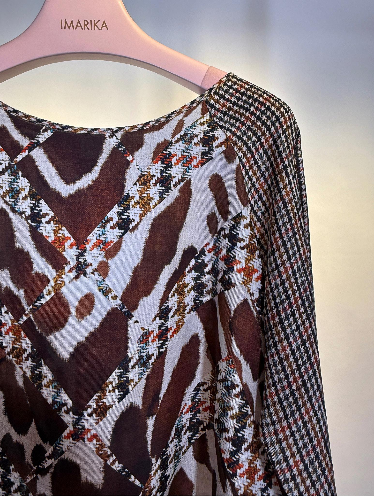 Top seta 516215PIED DE POULE MARRONE Pierre-Louis Mascia