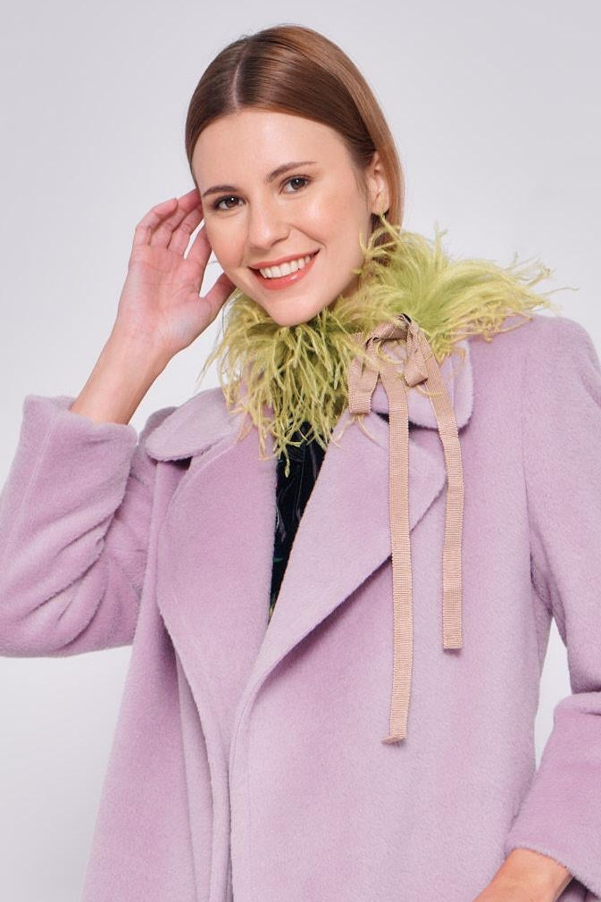 Cintura con nastro e piume verdi 62110PIUME LIME ODEEH