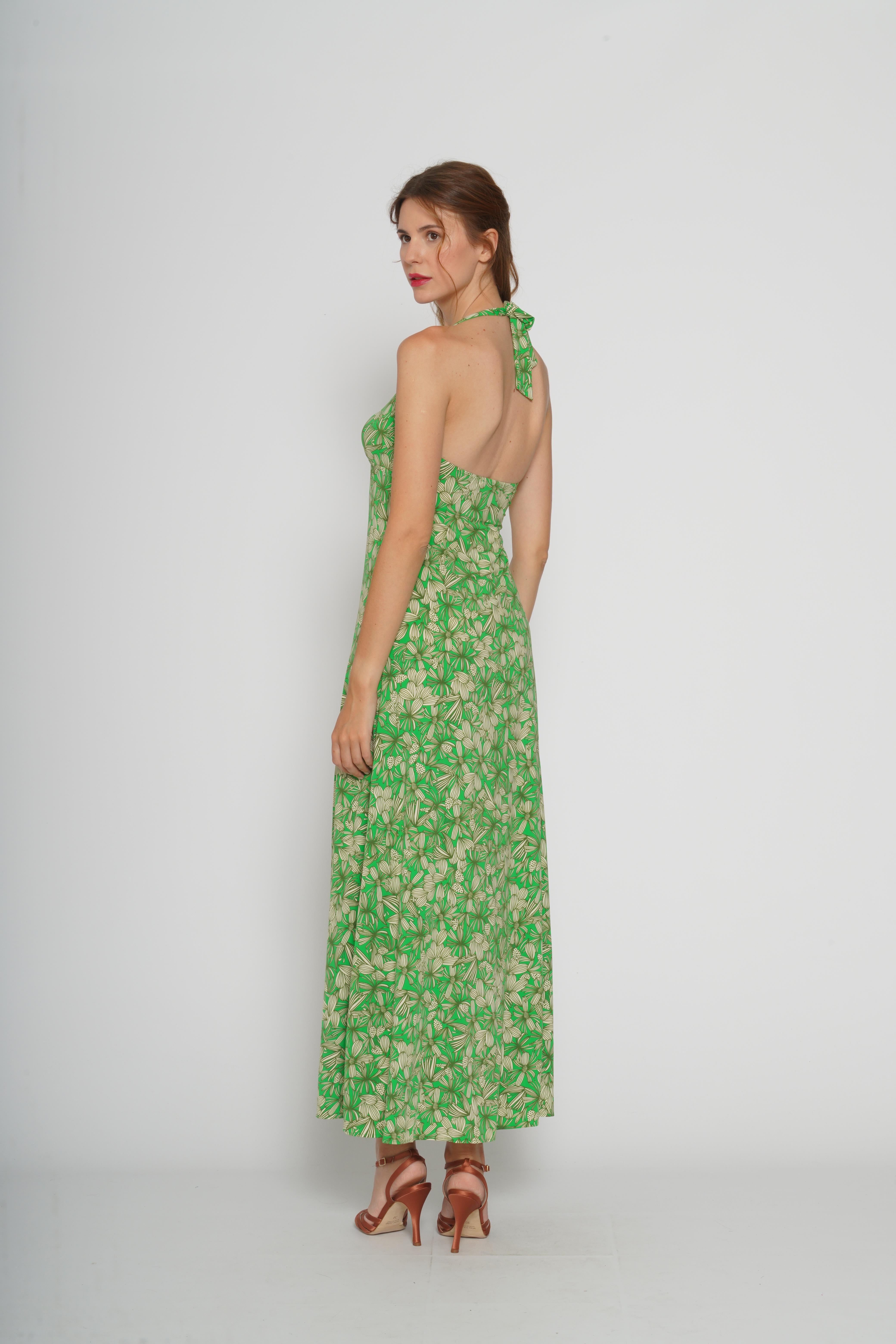 Abito verde a fiori 