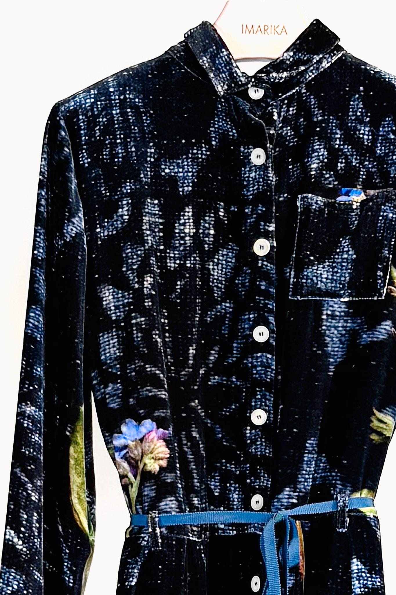 Abito velluto D301EDERA MULTI BLU Colomba leddi