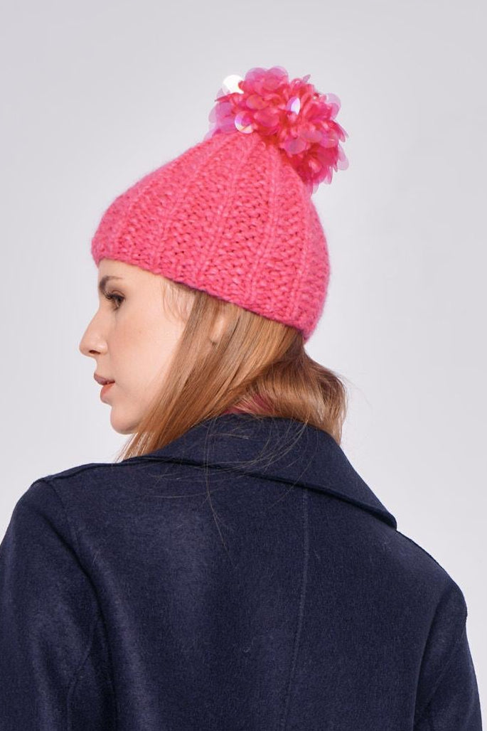 Cappellino con pom pom fucsia 2661/F896POM POM ROSA GREVI