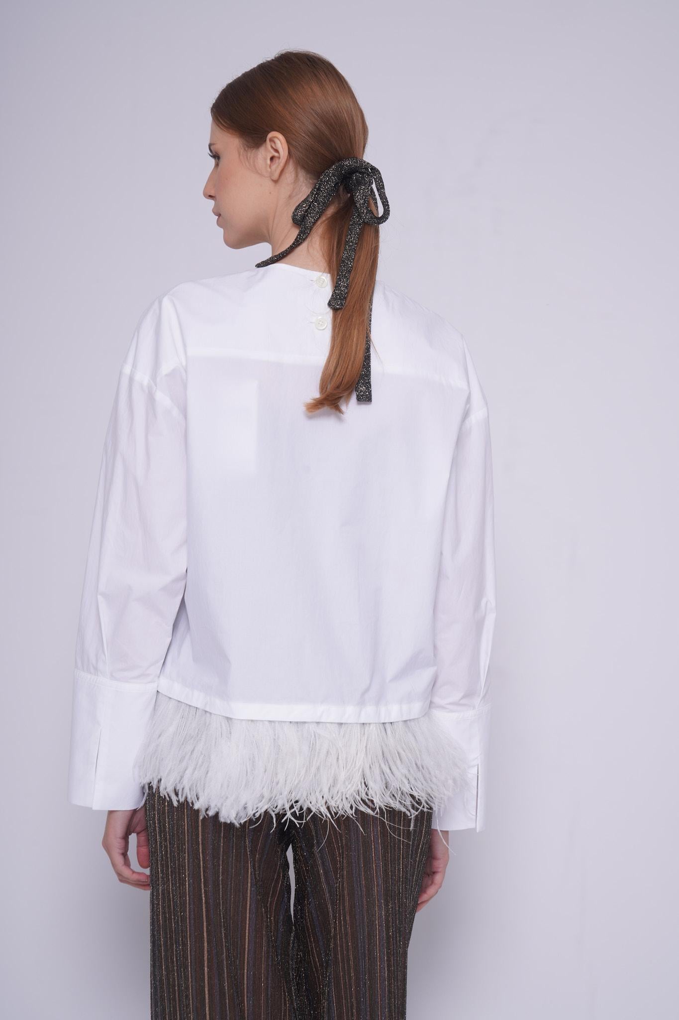 Camicia con piume 22417PIUME BIANCO ODEEH