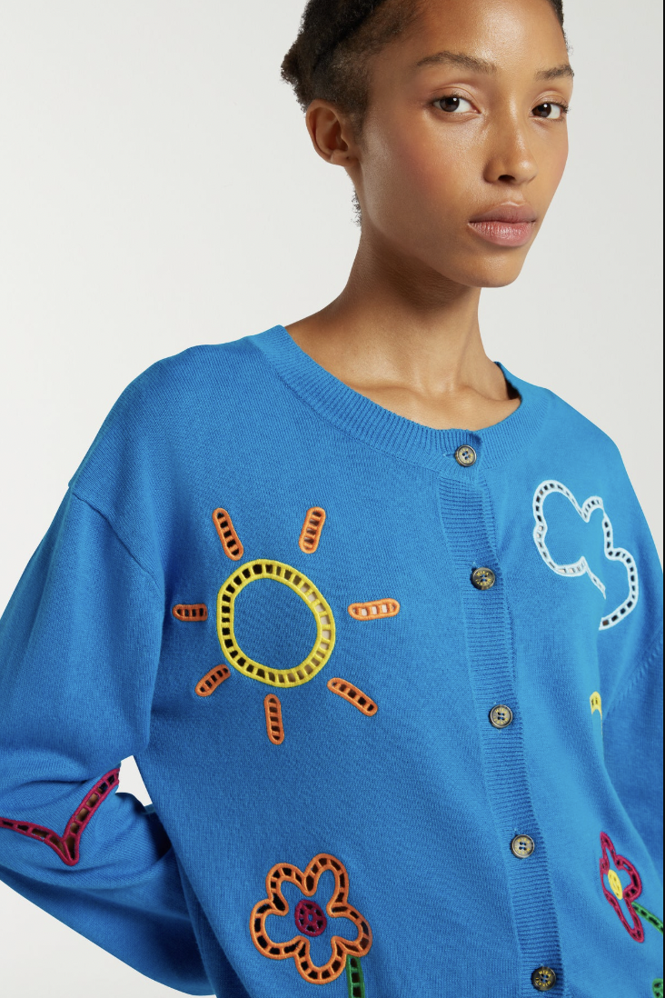 Cardigan azzurro traforato 