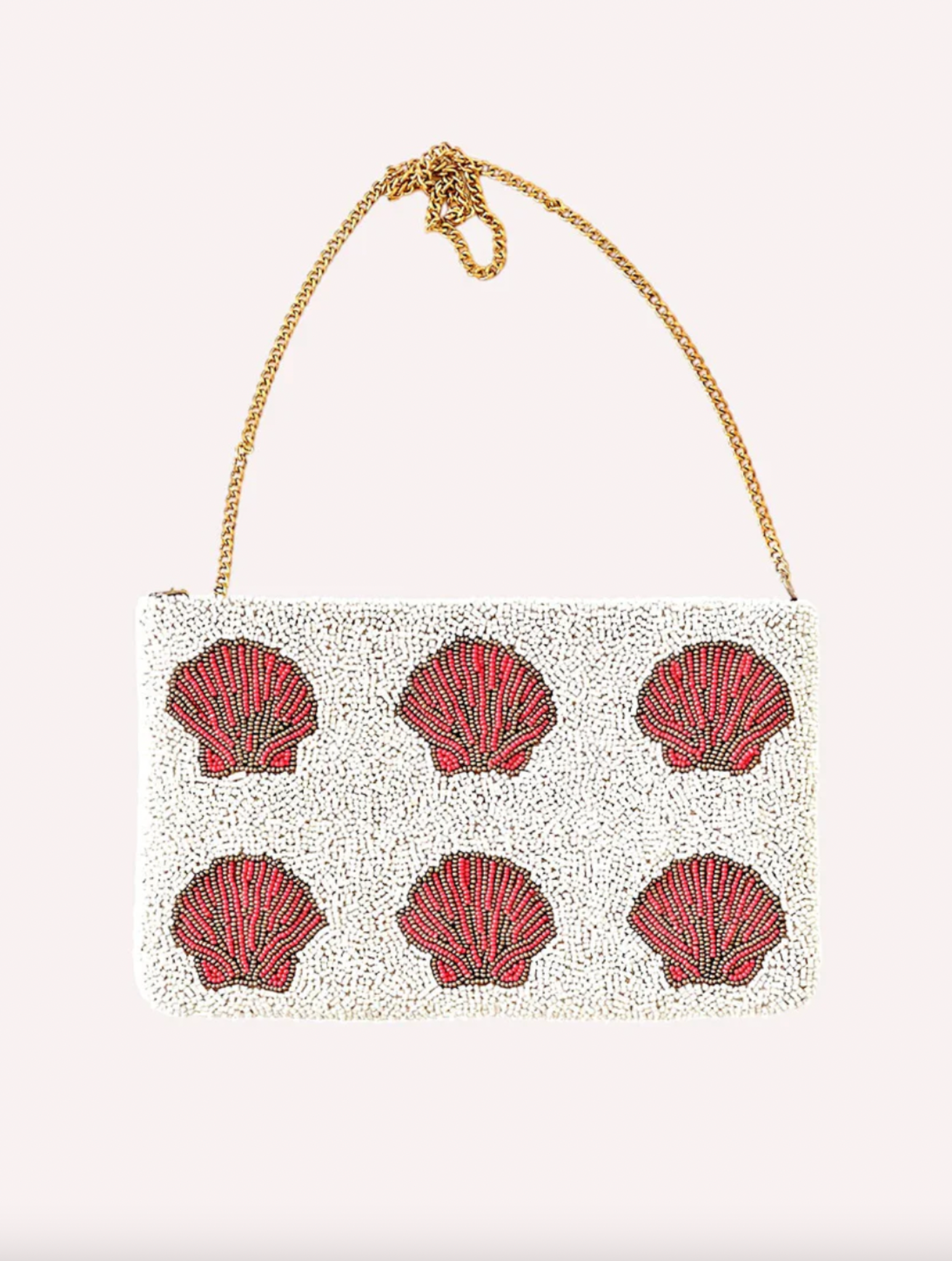 Pouch di perline conchiglie rosse 