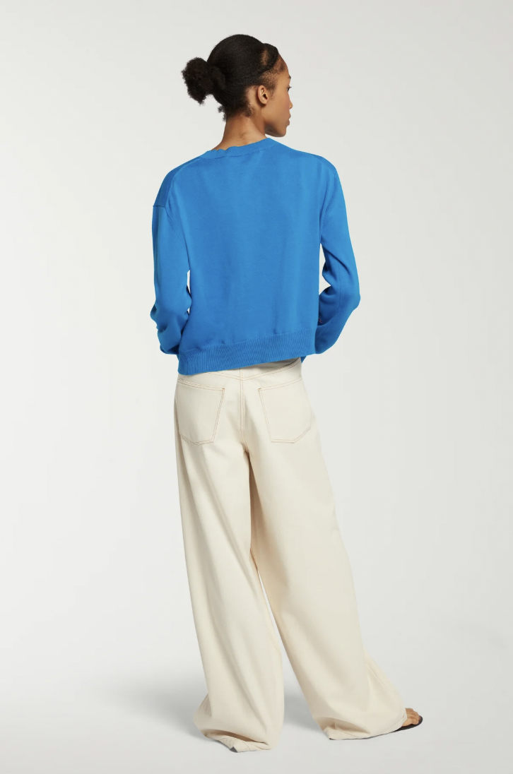 Cardigan azzurro traforato 