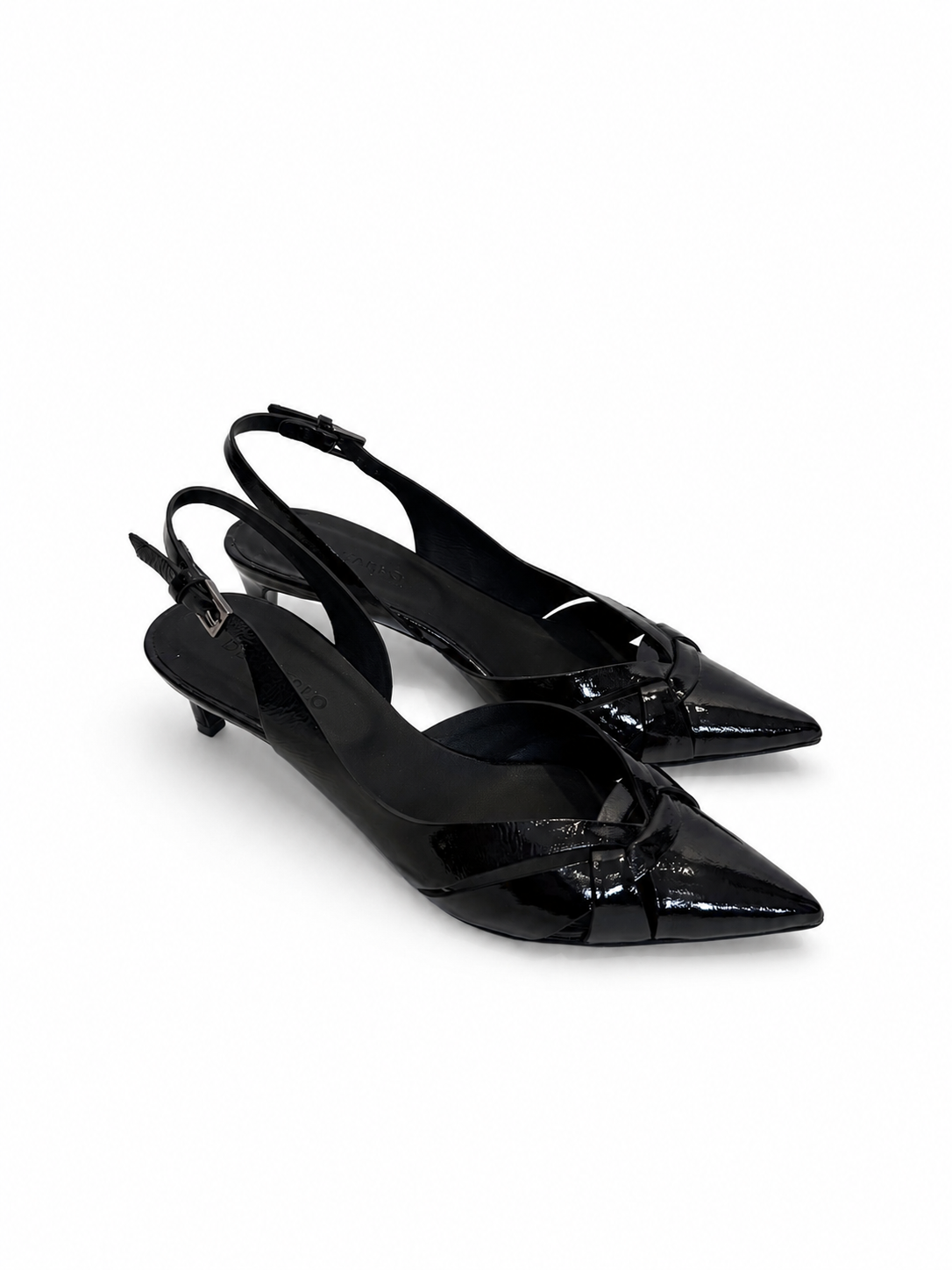 Slingback a punta in vernice nera 