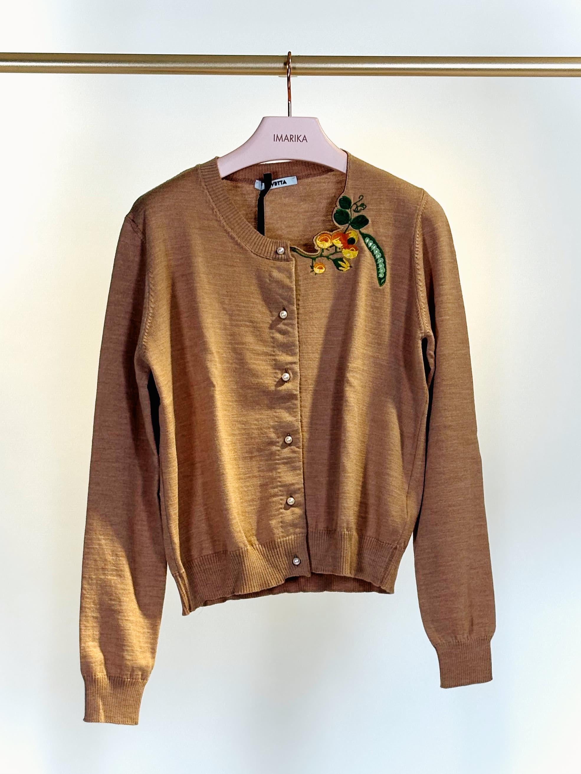 Cardigan rebecca MA0073RICAMO BEIGE VIVETTA