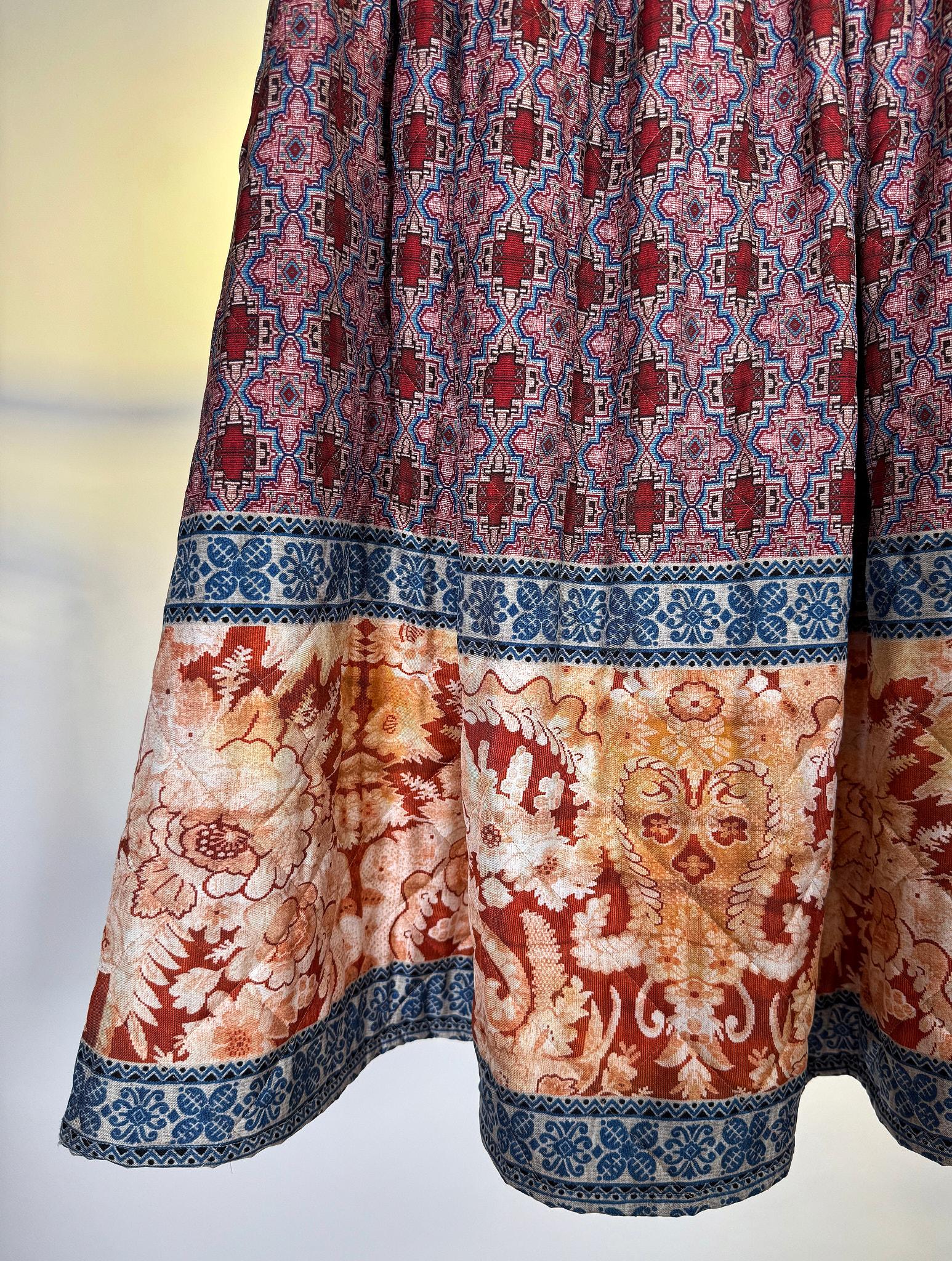 Gonna midi con stampa geometrica 516689IMBOTTITA BURGUNDY Pierre-Louis Mascia