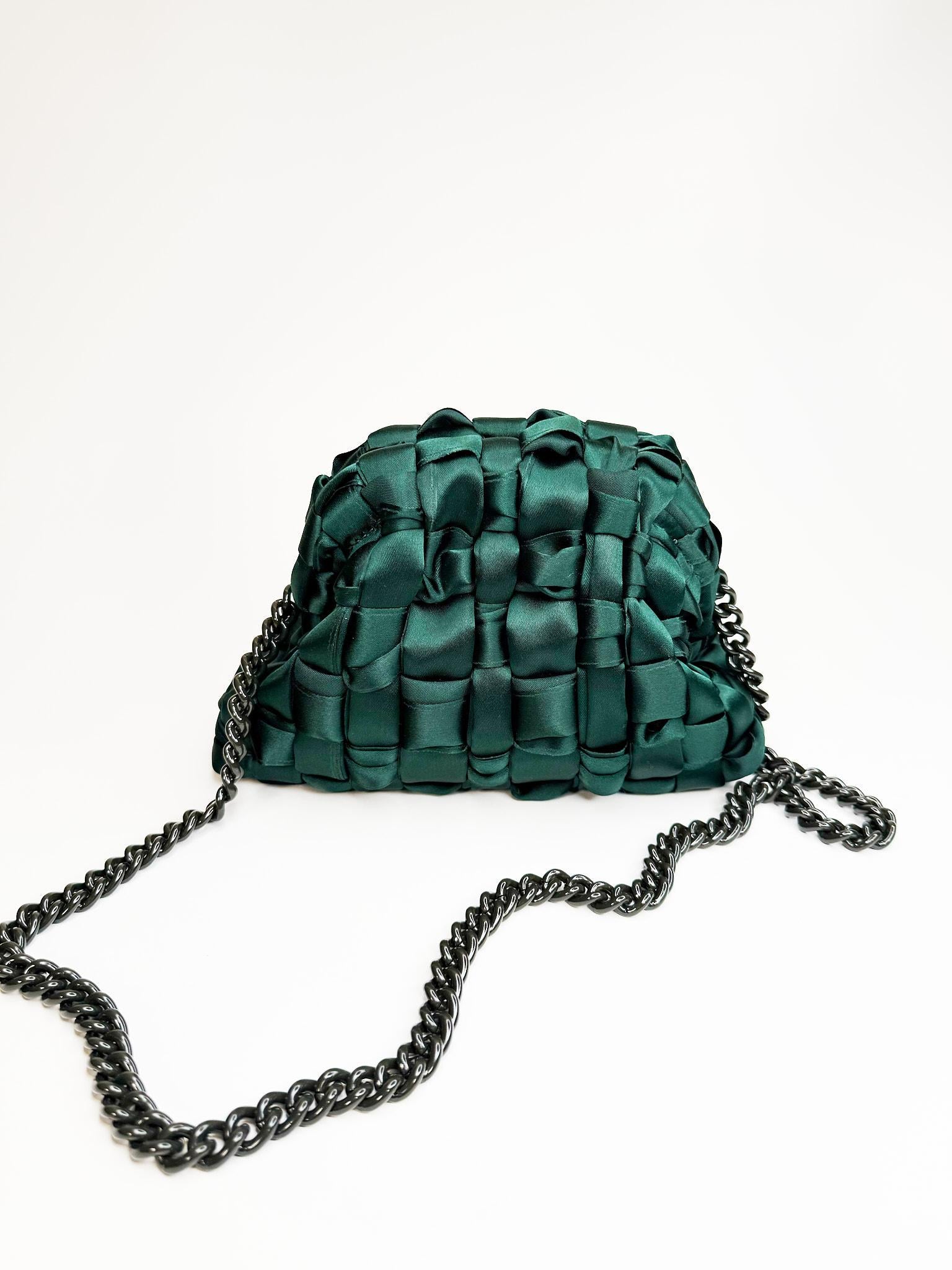 Clutch in satin MINI GAMEFOREST VERDE MARIA La rosa