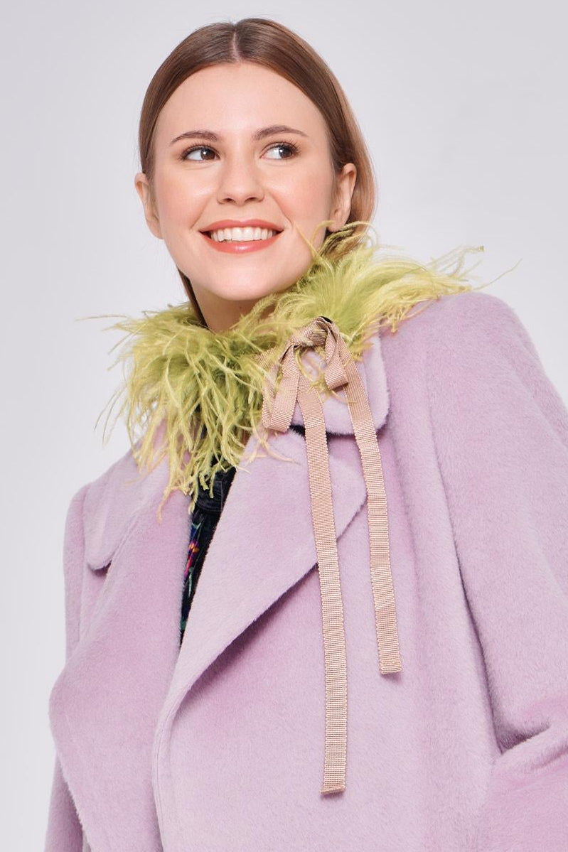 Cintura con nastro e piume verdi 62110PIUME LIME ODEEH