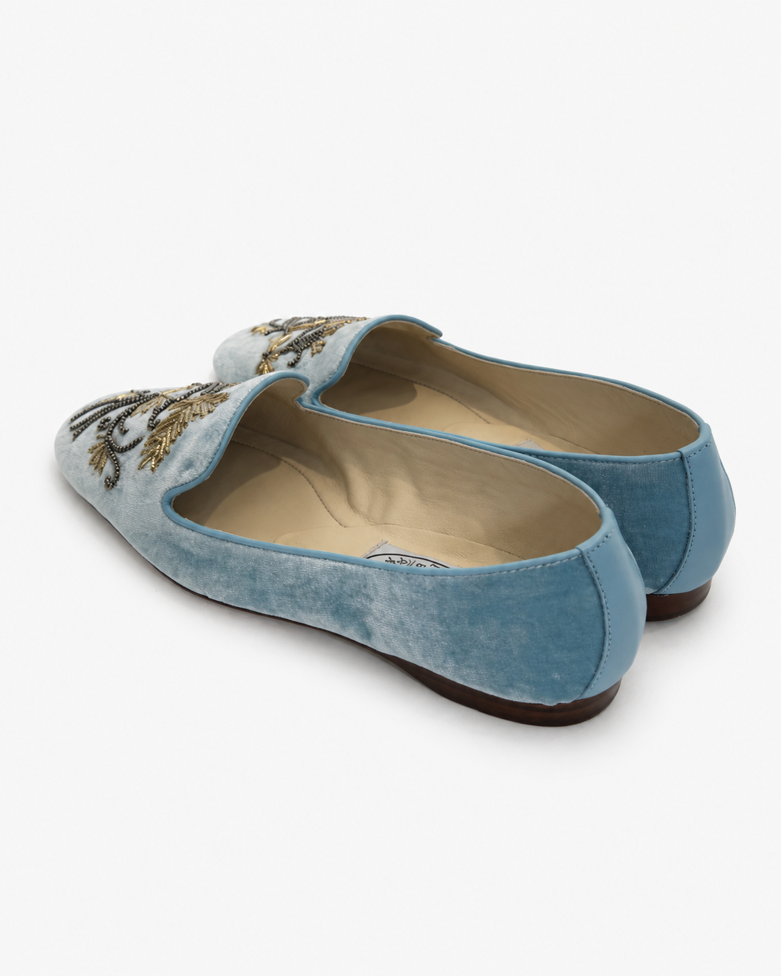 Loafer Ivy leaf in velluto azzurro 