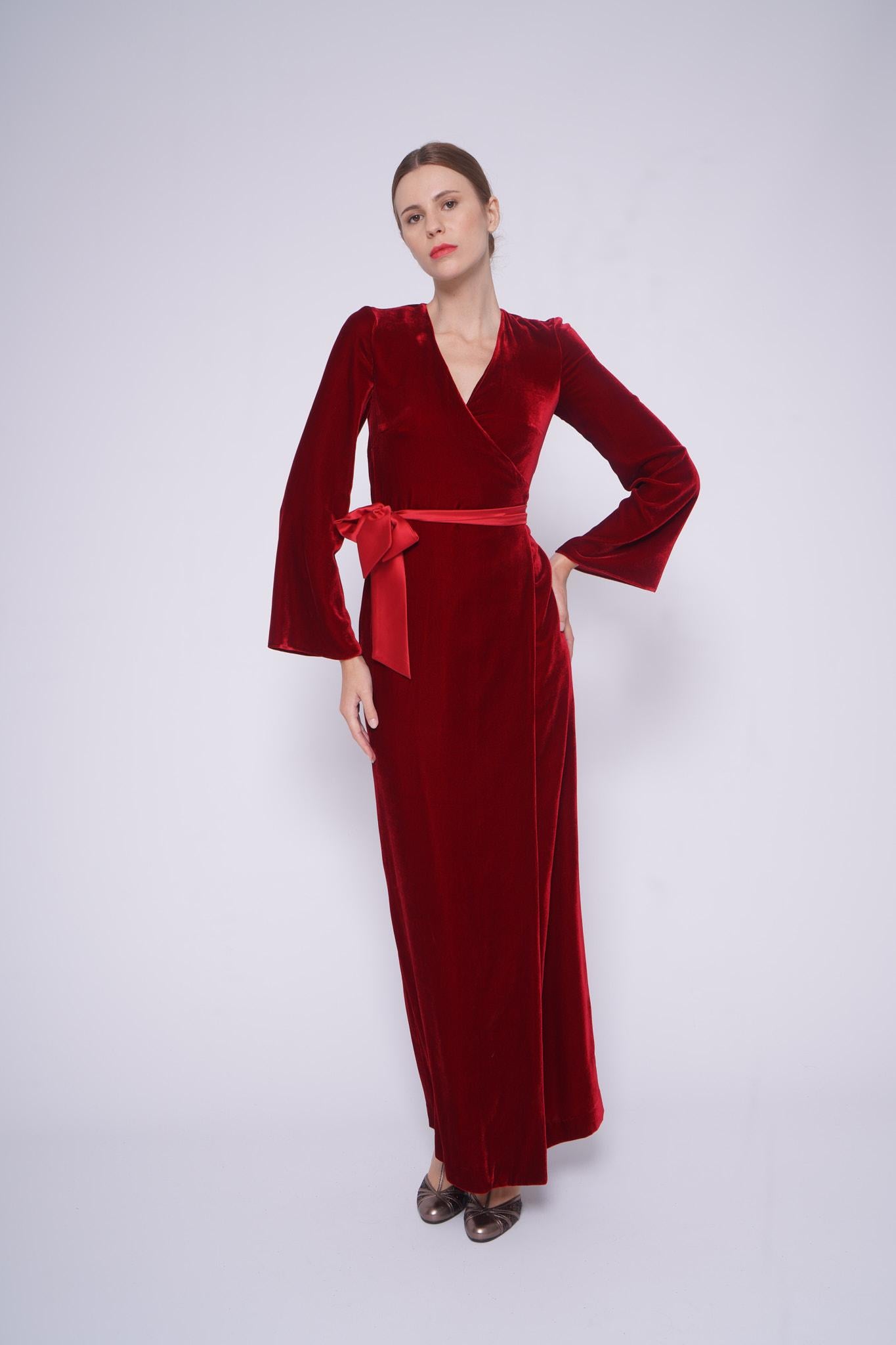 Abito in velluto AB6079-VROSSO Sartoria 74